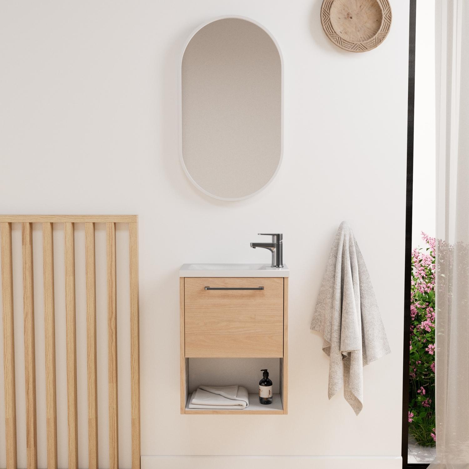 Ensemble meuble lave-mains NIKA + Miroir PEPPER