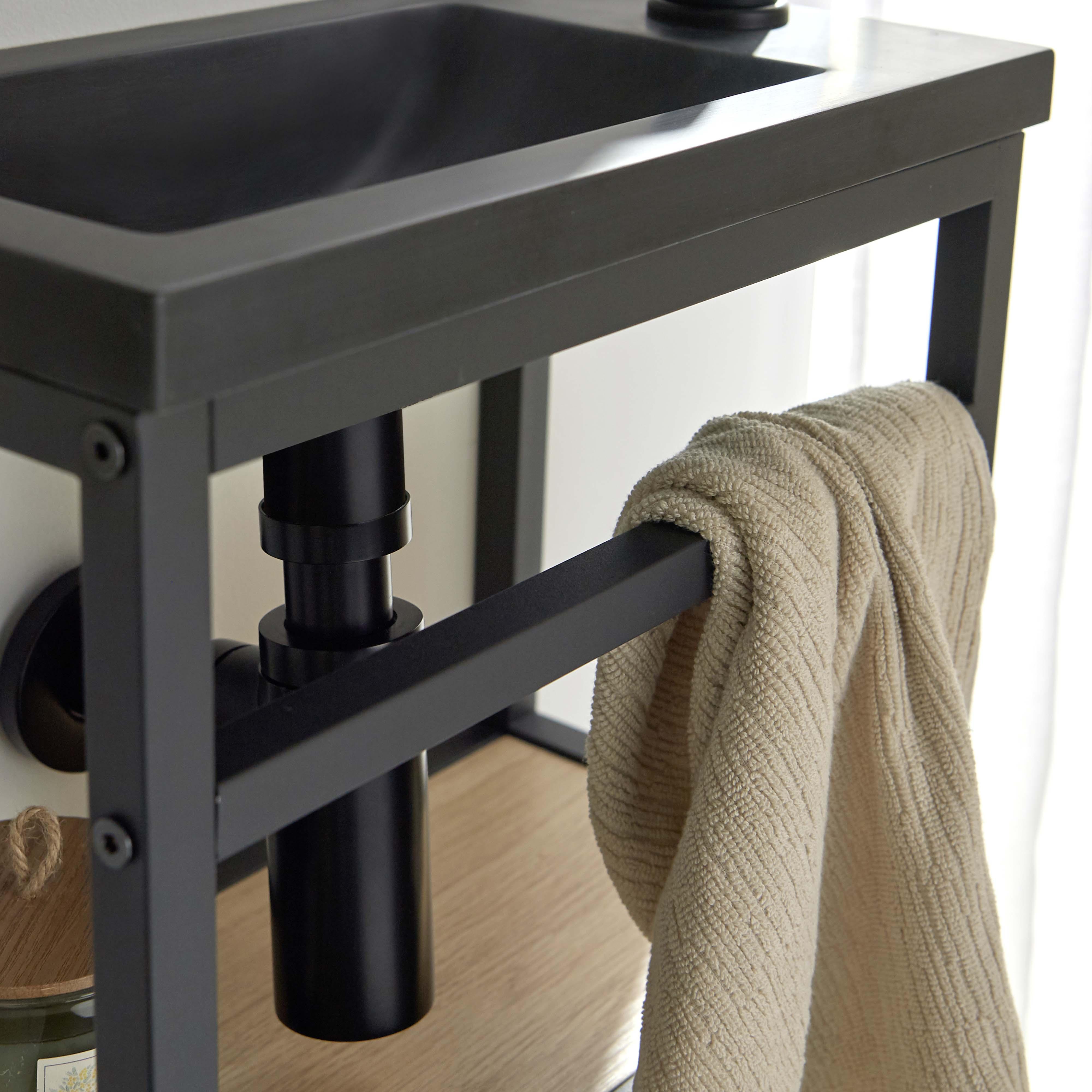 Ensemble meuble lave-mains noir SAO avec robinet chromé