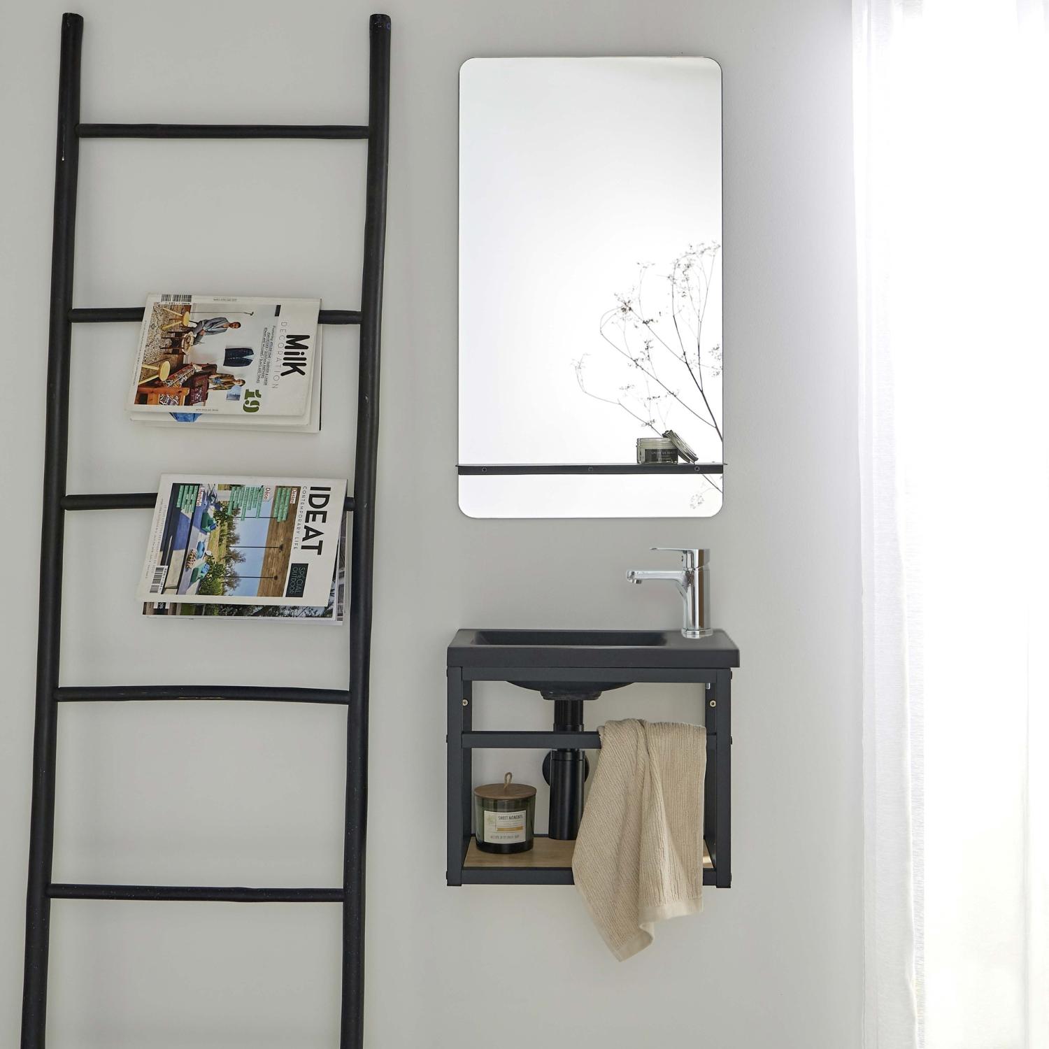 Ensemble lave-mains gain de place avec miroir tablette