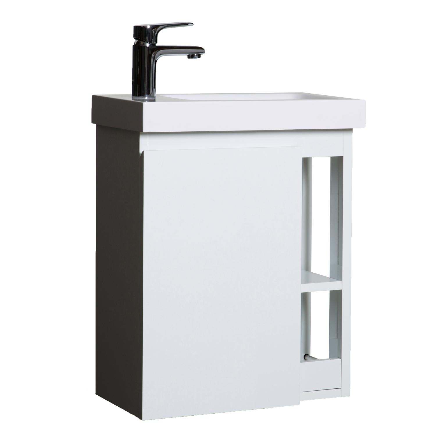 Meuble lave-mains noir vasque blanche HAMPTON