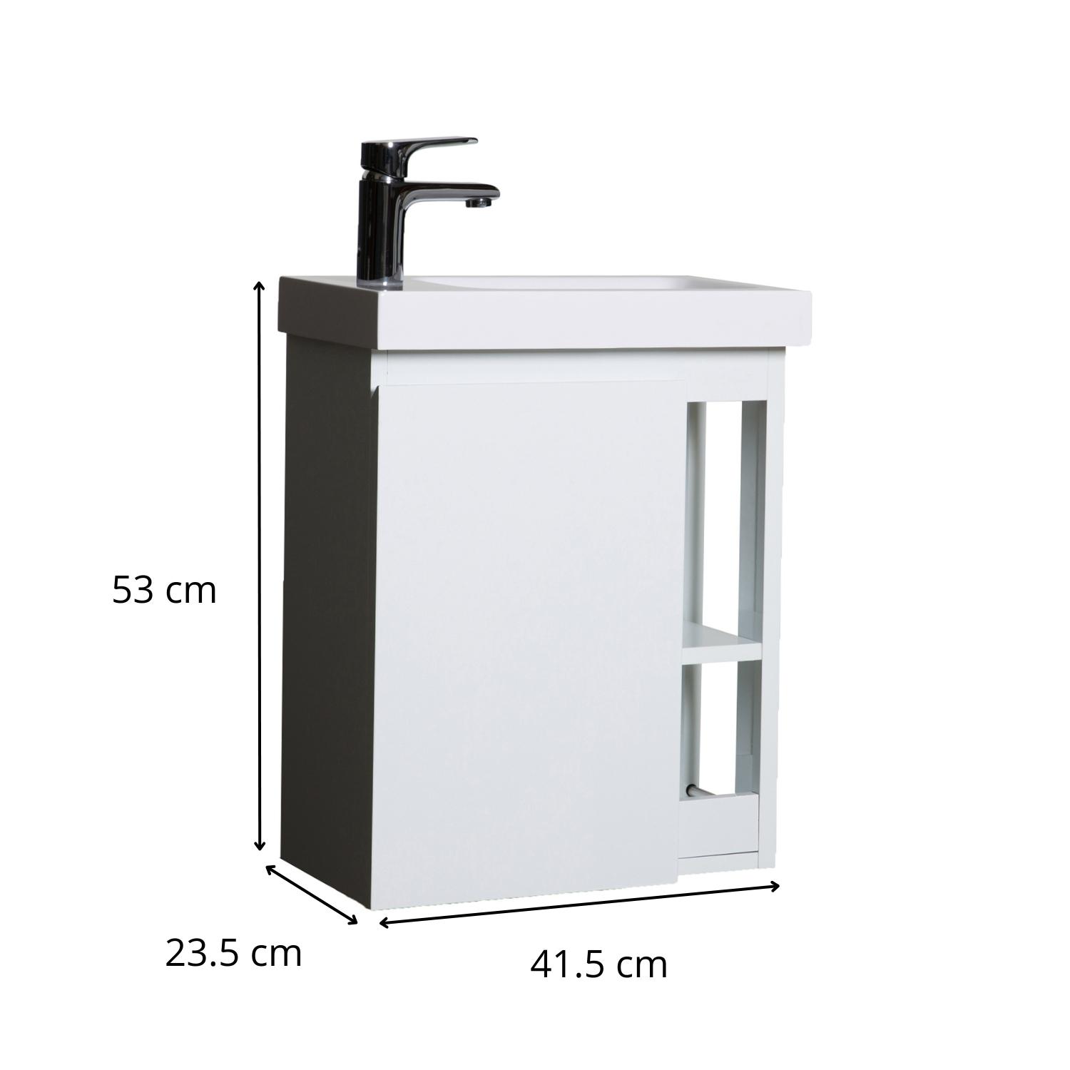 Meuble lave-mains noir vasque blanche HAMPTON