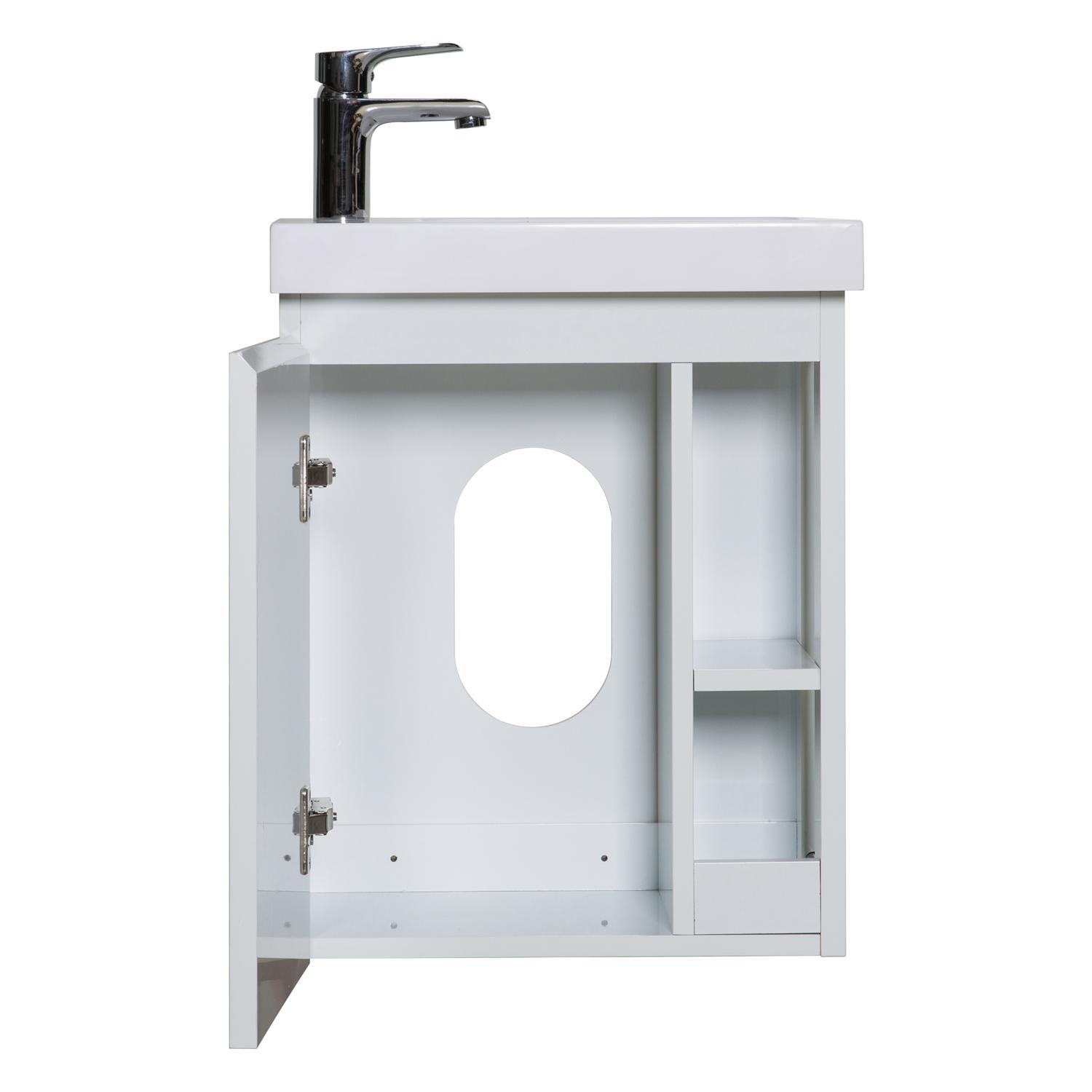 Meuble lave-mains noir vasque blanche HAMPTON