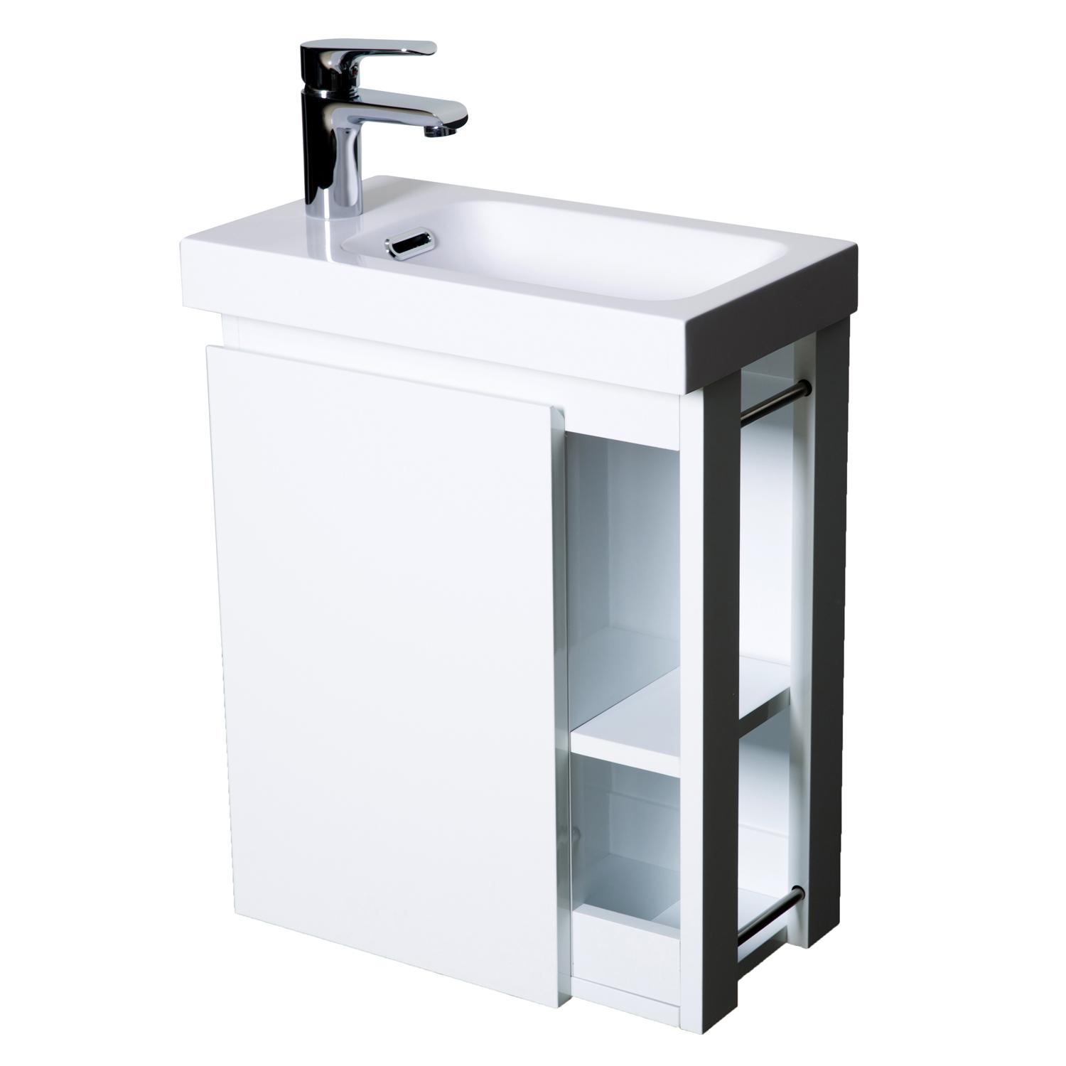 Meuble lave-mains noir vasque blanche HAMPTON