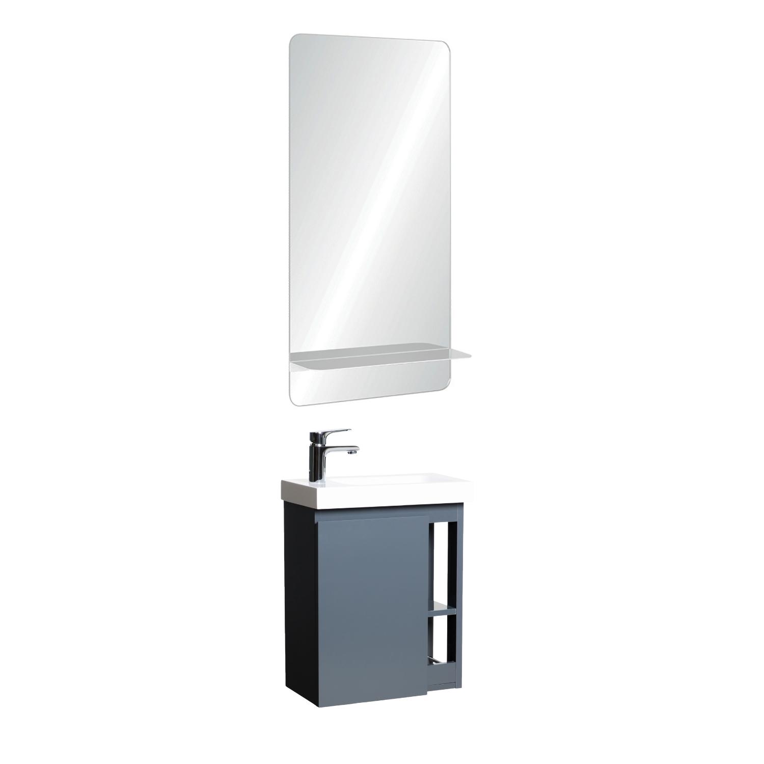 Ensemble meuble lave-mains blanc vasque blanche HAMPTON avec miroir