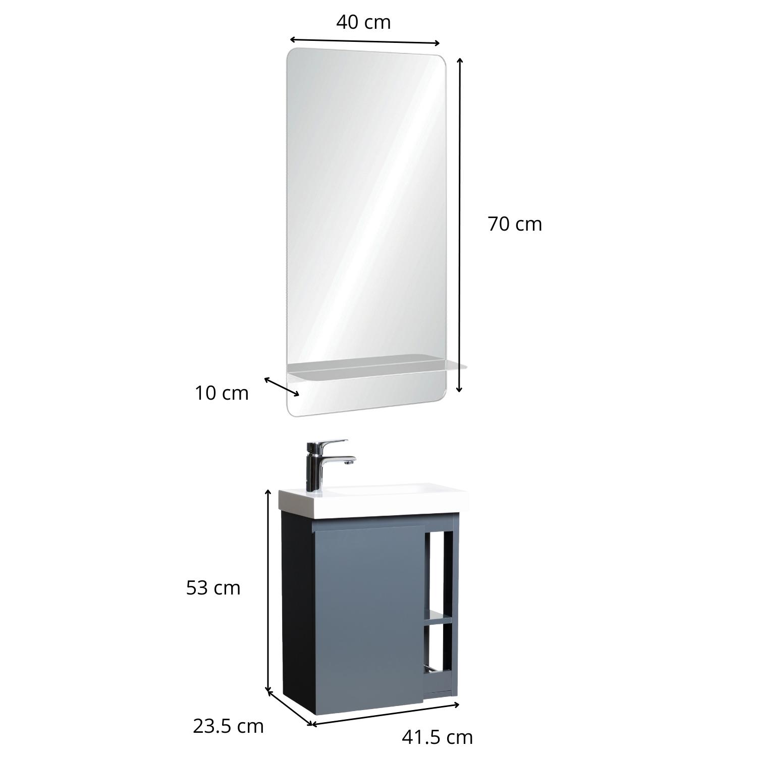 Ensemble meuble lave-mains blanc vasque blanche HAMPTON avec miroir