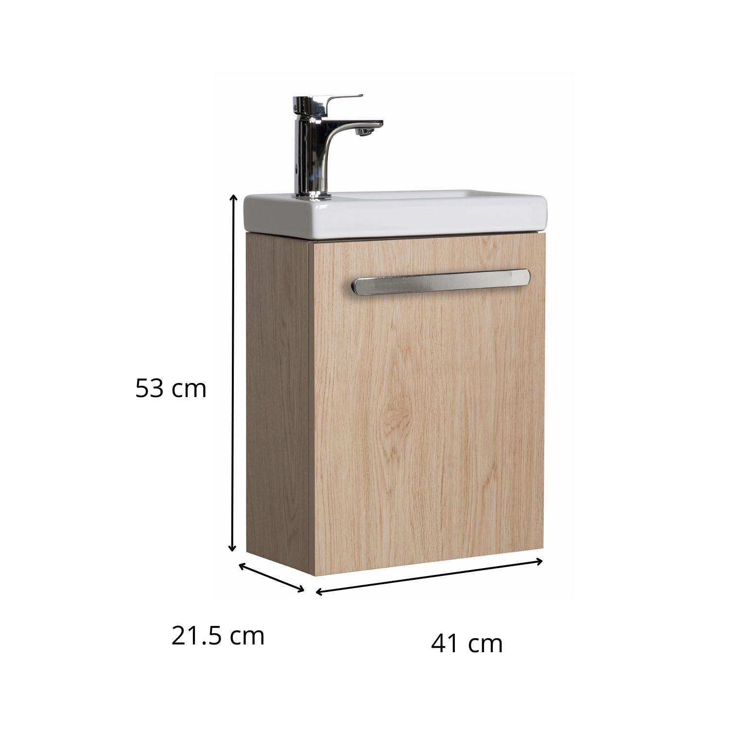 Meuble lave-mains décor chêne vasque noire NEVADA
