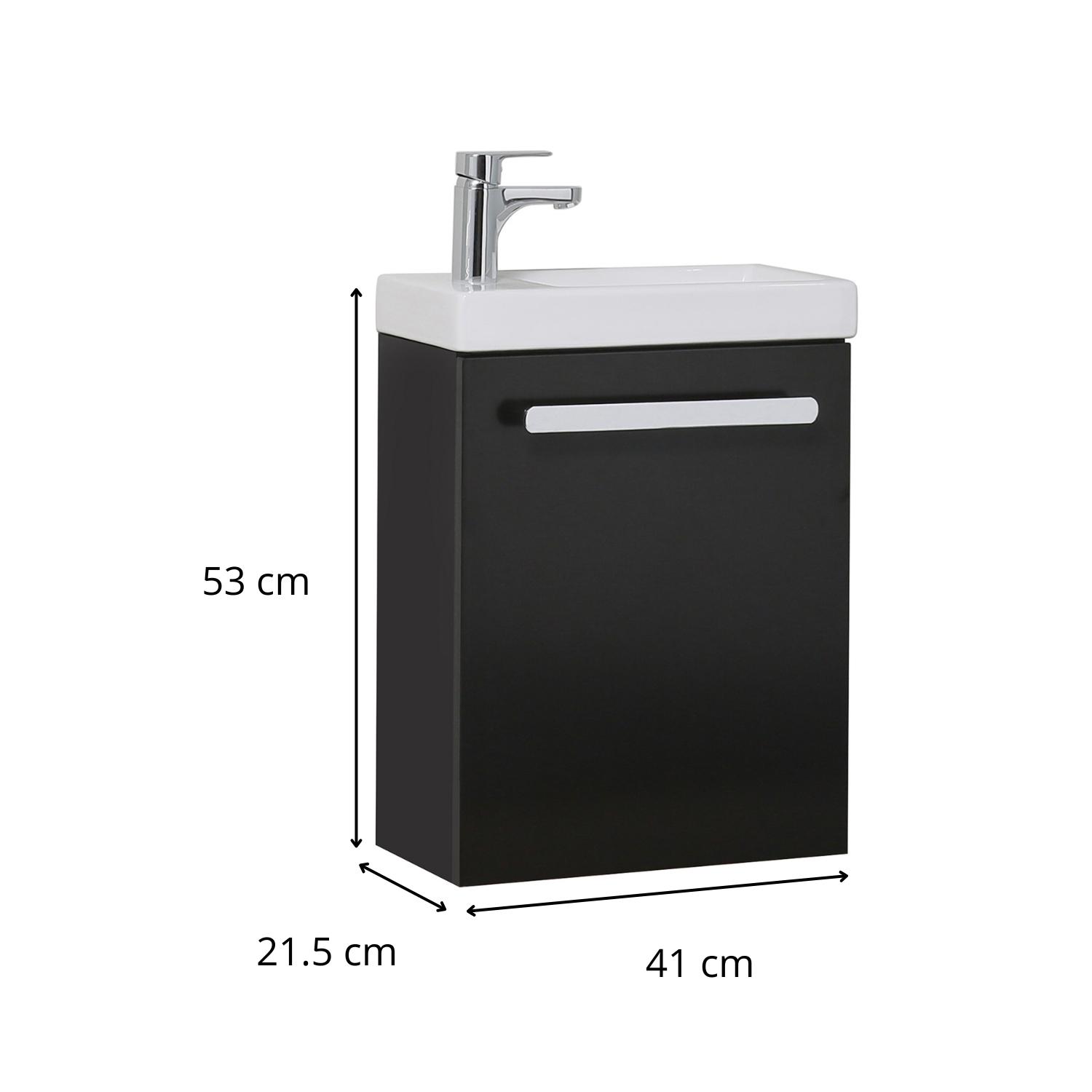 Meuble lave-mains décor chêne vasque noire NEVADA