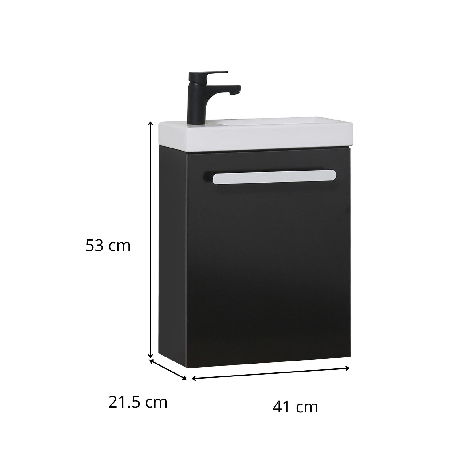 Ensemble meuble lave-mains noir carbone NEVADA avec robinet noir