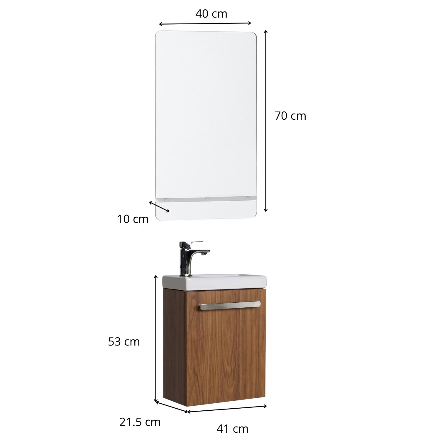 Ensemble meuble lave-mains noir carbone NEVADA + miroir + robinet chromé