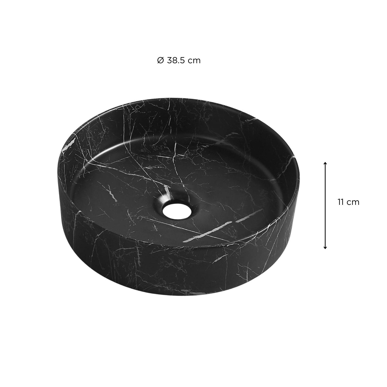 Vasque à poser ronde en céramique effet marbre D38.5cm