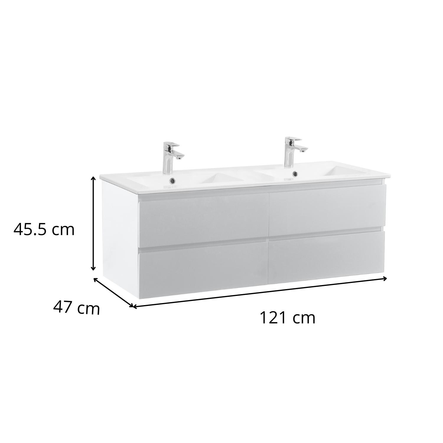 Meuble double vasque blanc  120cm  + plan double vasque