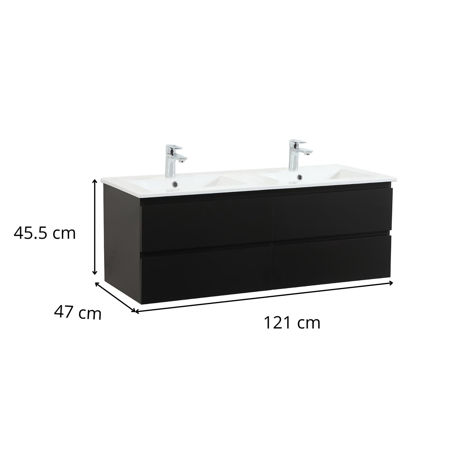 Meuble double vasque blanc  120cm  + plan double vasque