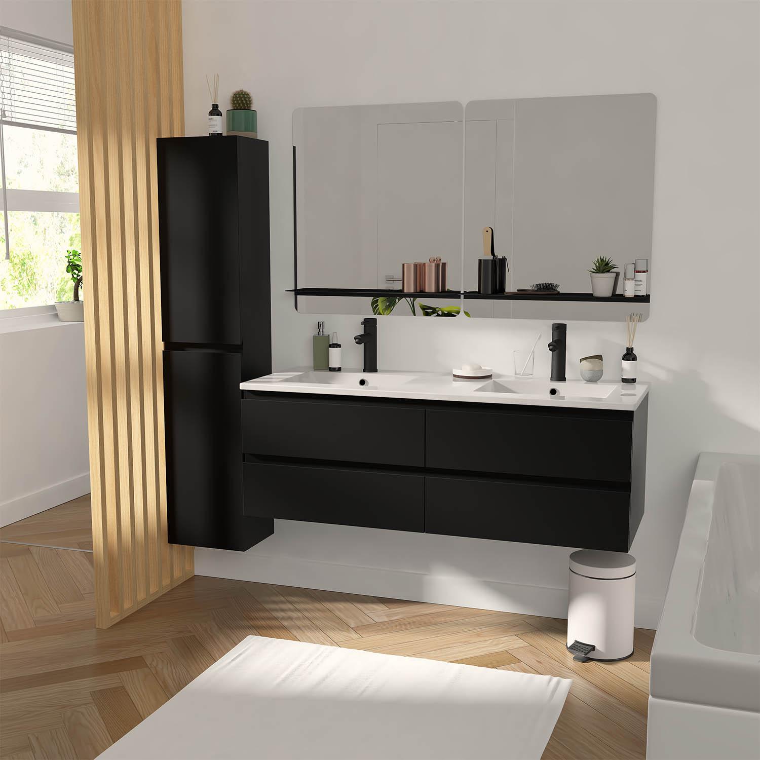 Meuble double vasque blanc  120cm  + plan double vasque