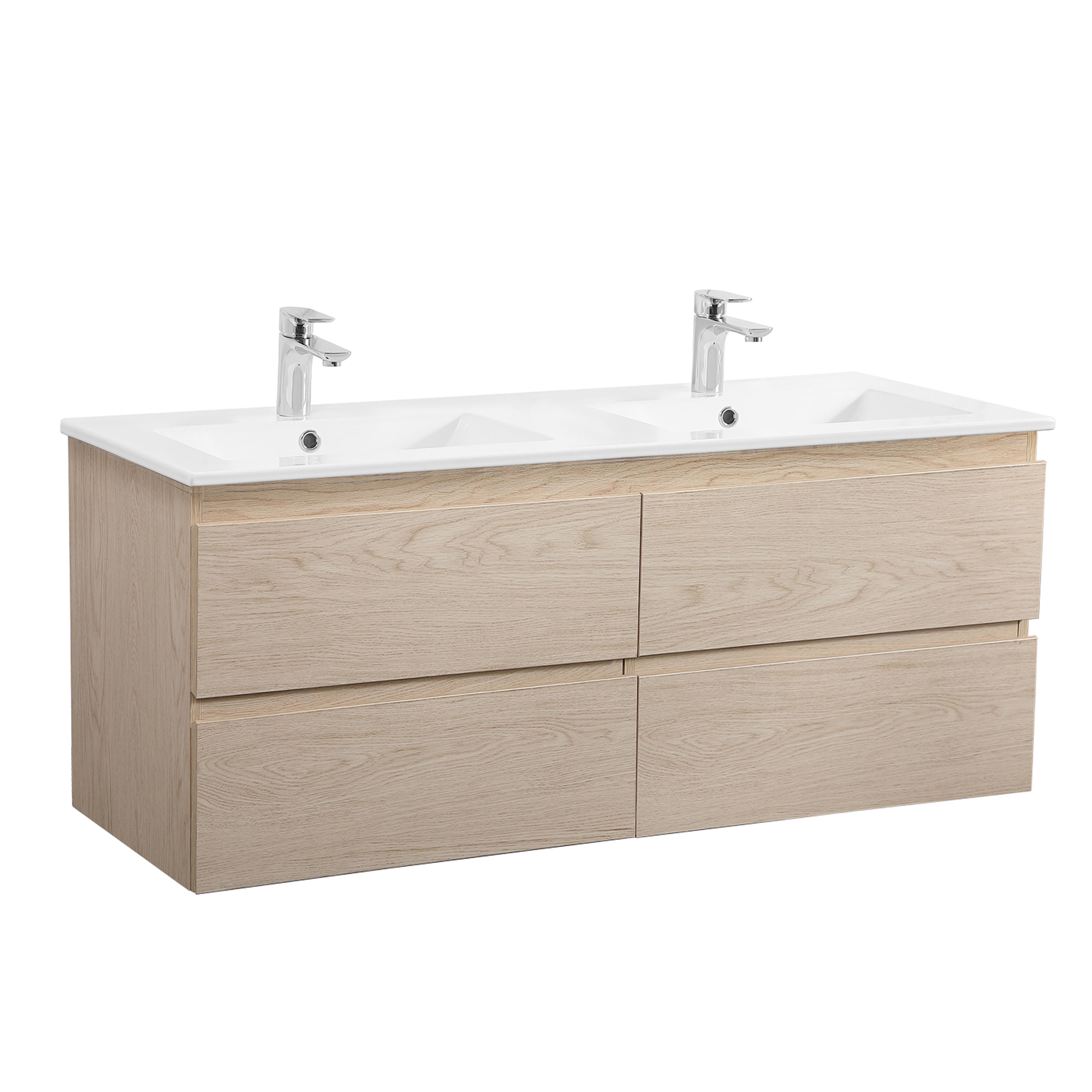 Meuble double vasque blanc  120cm  + plan double vasque