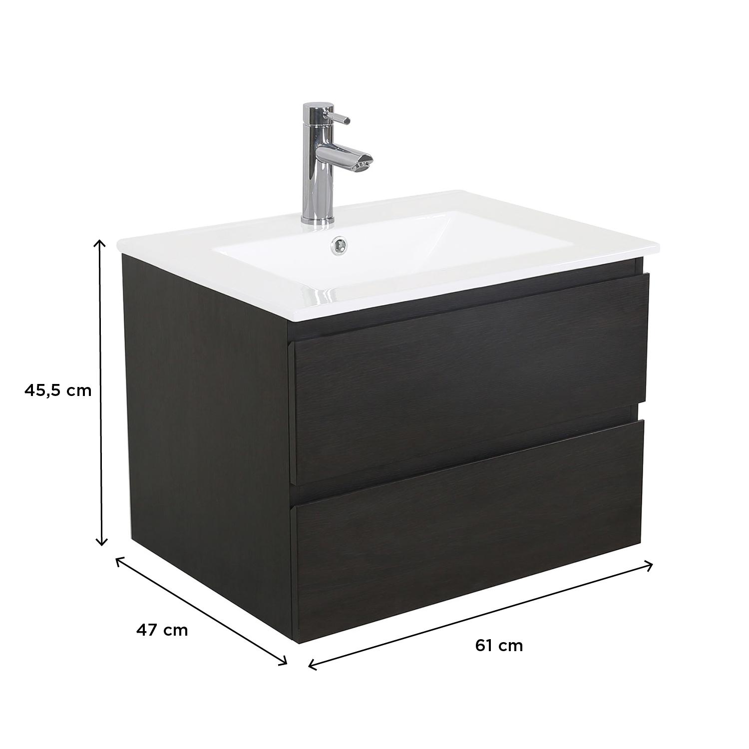 Meuble simple vasque décor chêne  60cm + vasque