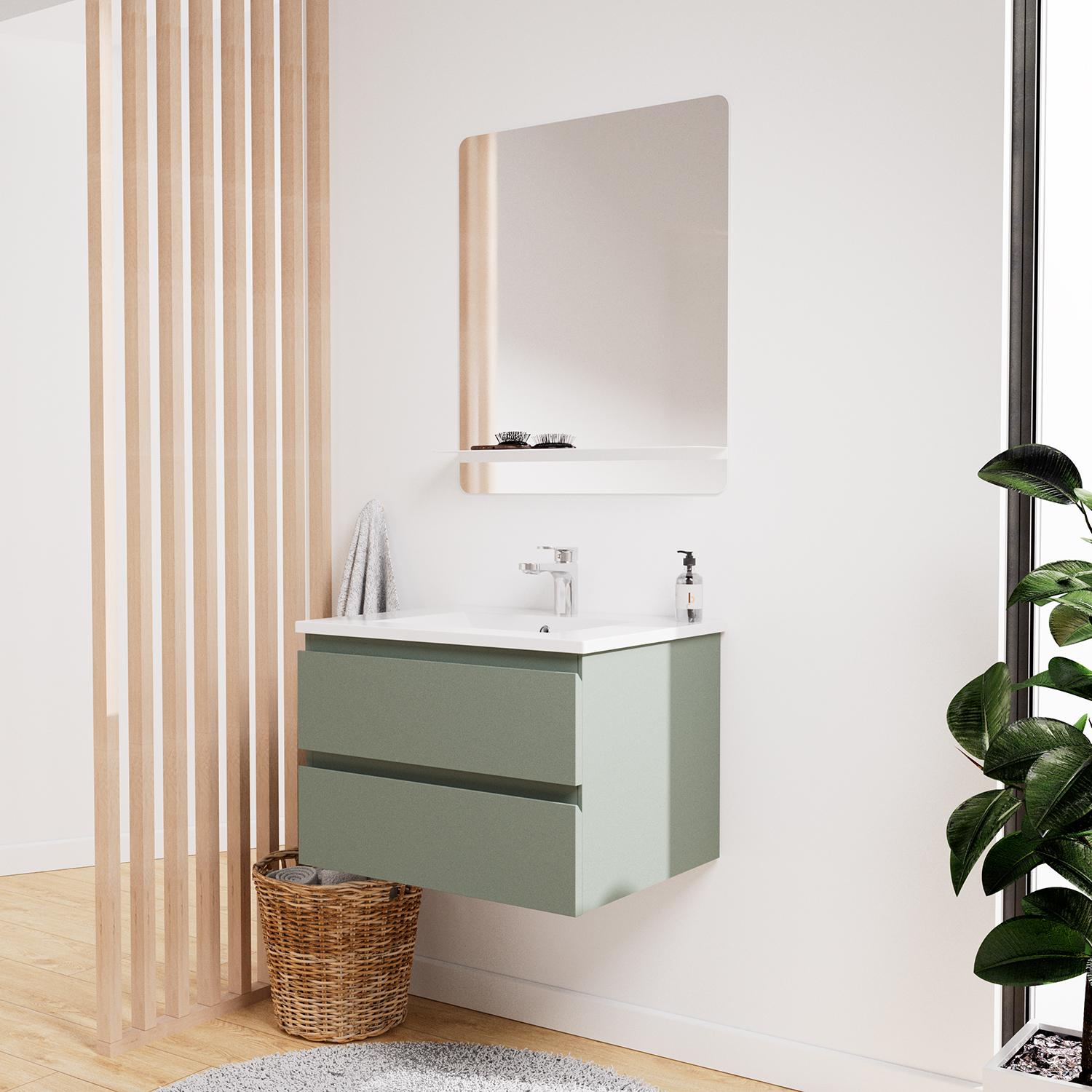 Meuble simple vasque décor chêne  60cm + vasque