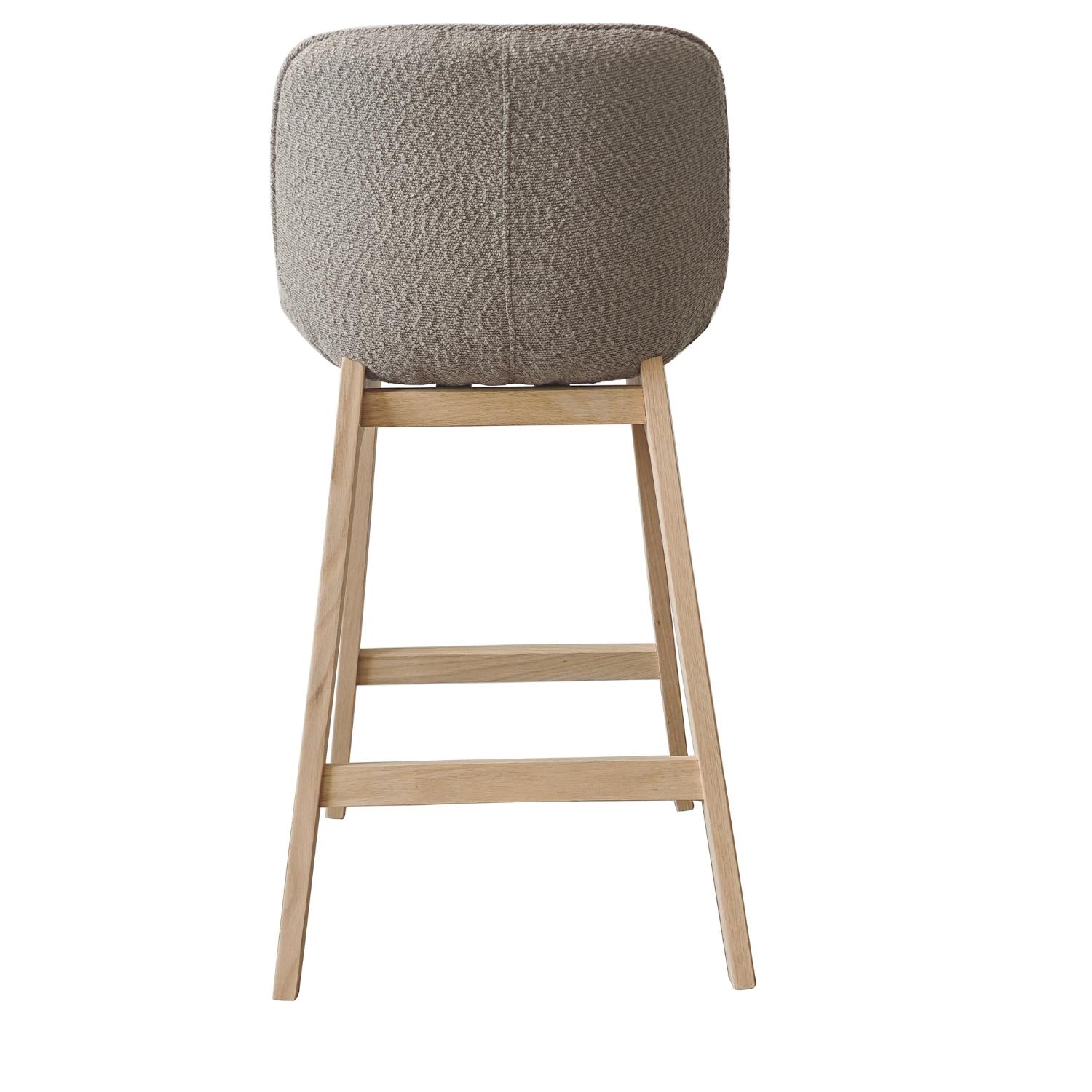 Lot de chaises d'îlot et bar en chêne et assise tissu bouclette 65cm