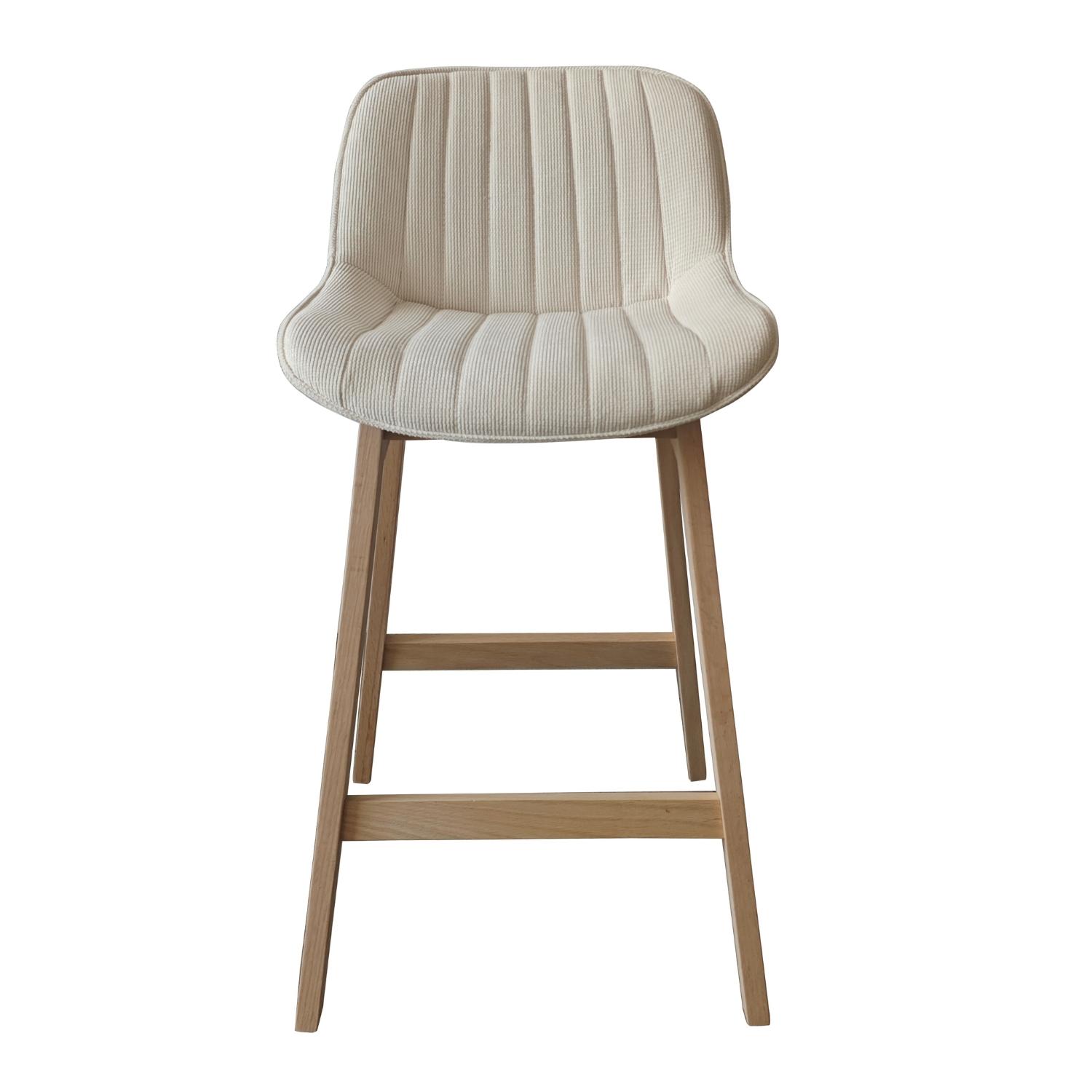 Lot de chaises d'îlot et bar en chêne et assise tissu velours côtelé 65cm