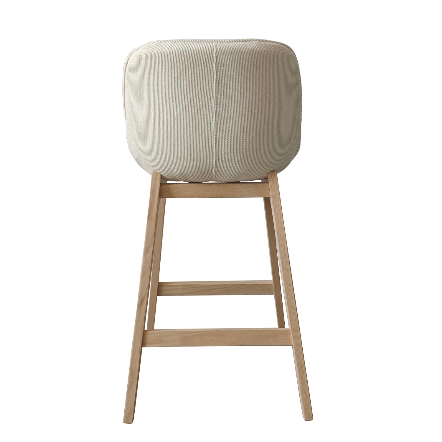 Lot de chaises d'îlot et bar en chêne et assise tissu velours côtelé 65cm
