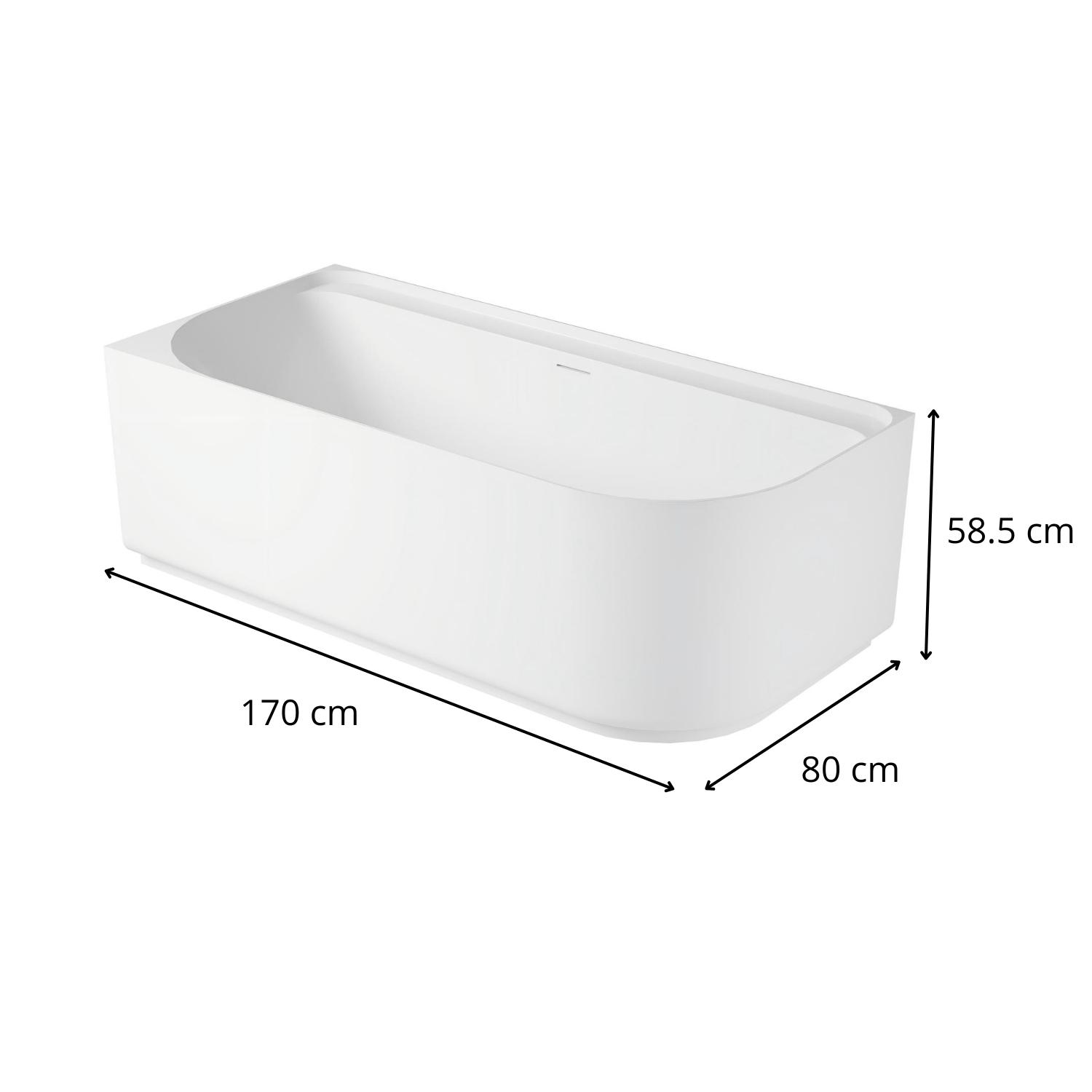 Baignoire acrylique semi-îlot blanche 170cm - Angle gauche