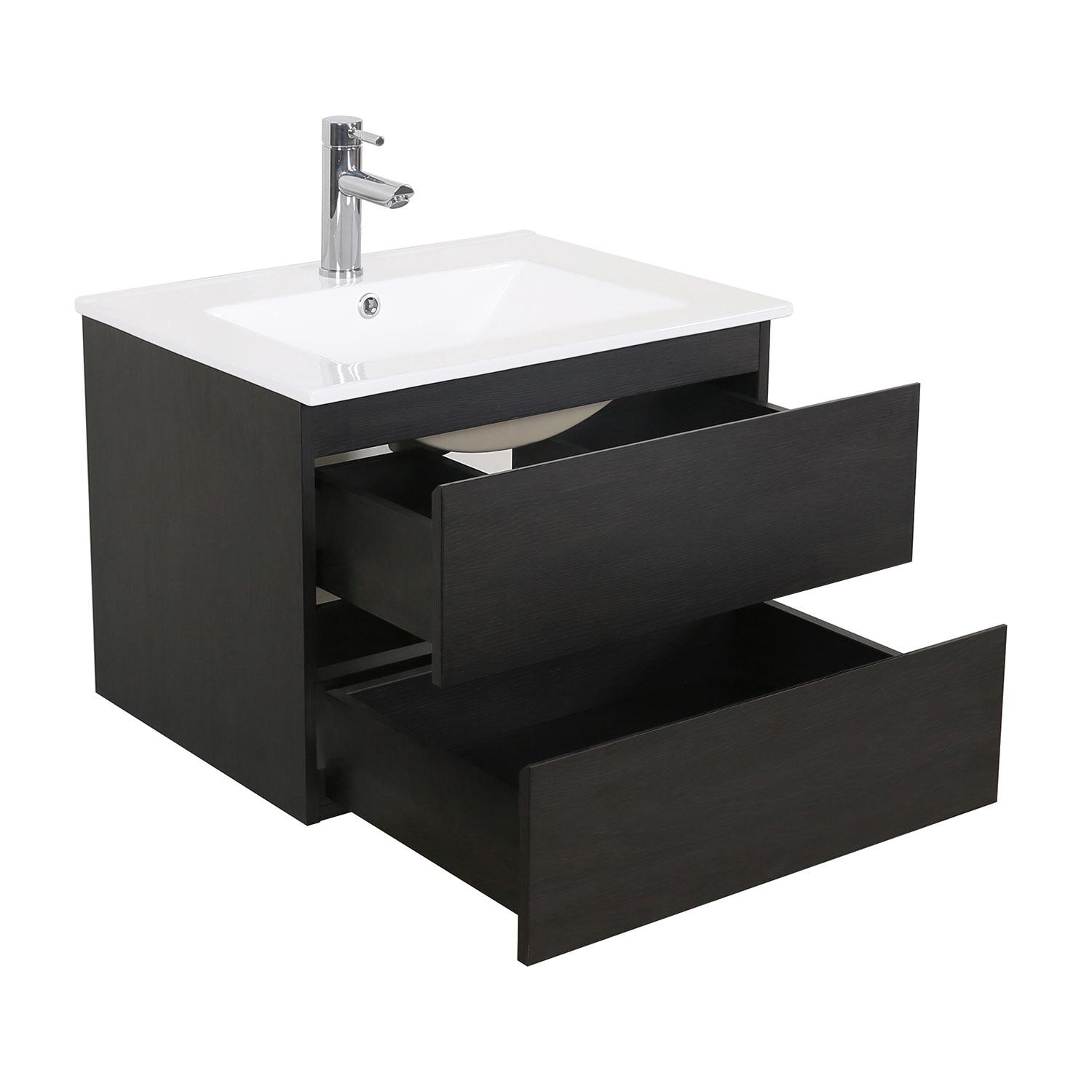 Ensemble meuble simple vasque 60 cm + robinet PIXE + miroir SORRENTO + Colonne SORRENTO