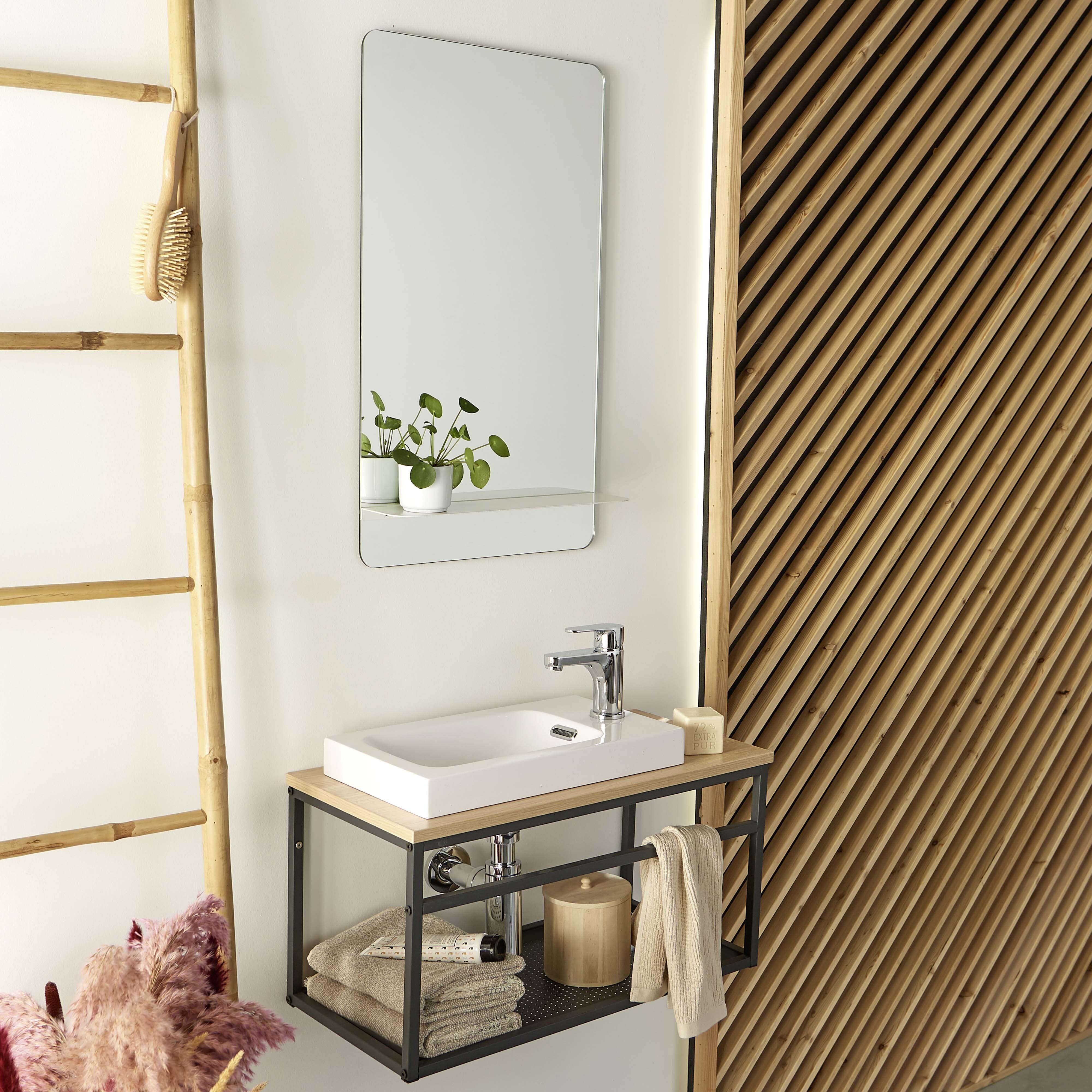 Ensemble lave-mains grande largeur avec miroir 60cm