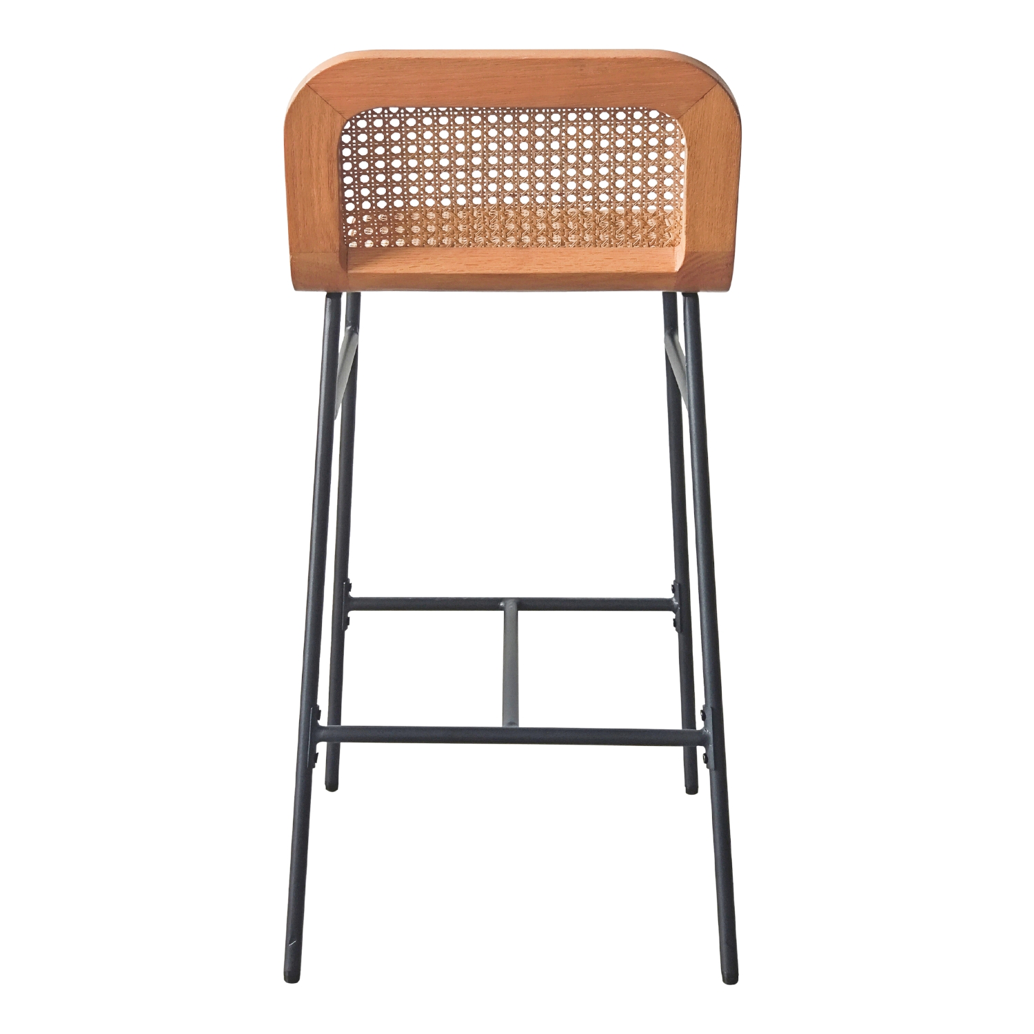 Lot de chaises d'îlot et bar en métal et assise cannage H65cm