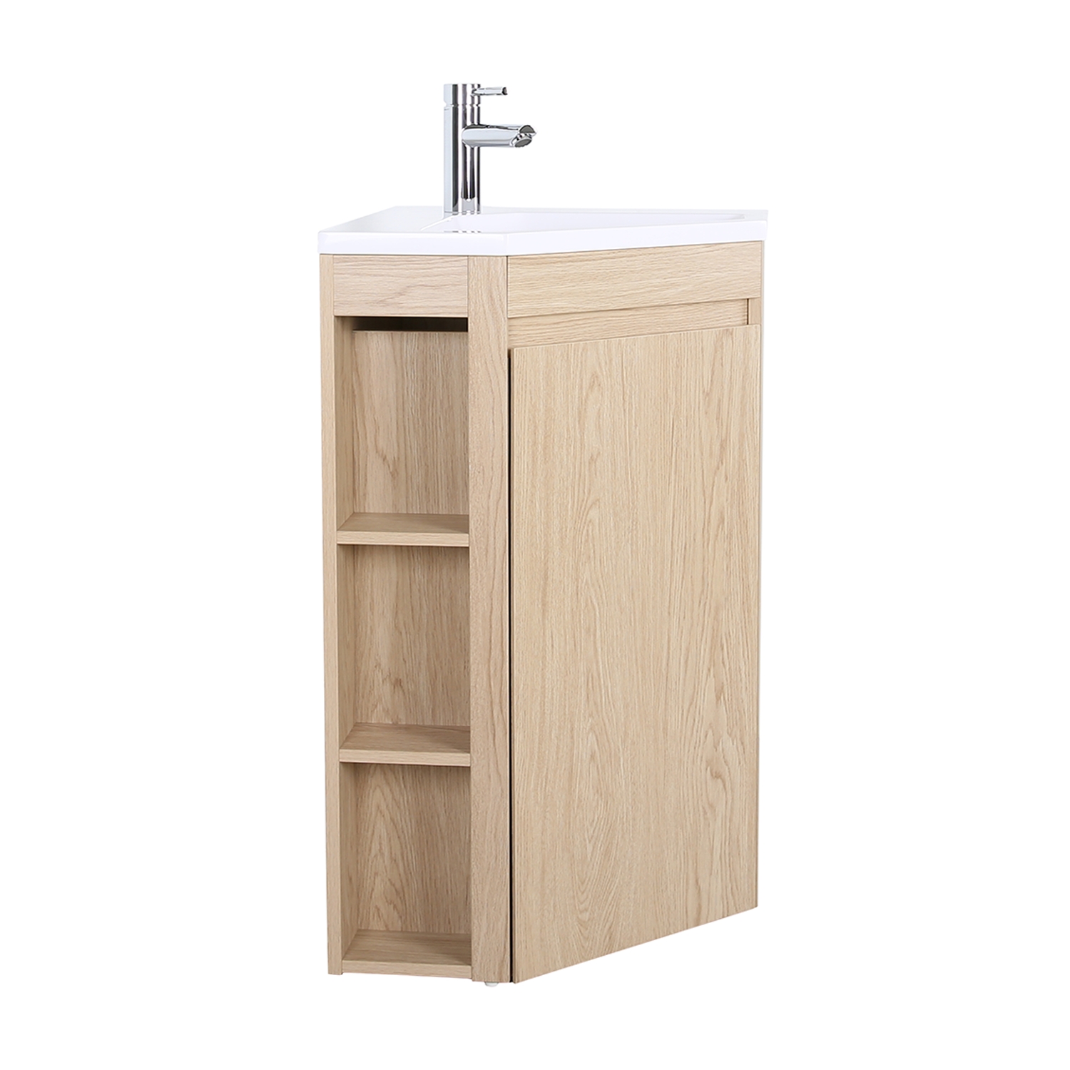 Meuble simple vasque d'angle sur pieds 45cm - avec vasque en résine
