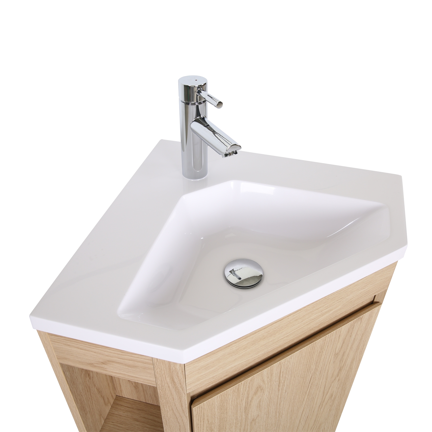 Meuble simple vasque d'angle sur pieds 45cm - avec vasque en résine