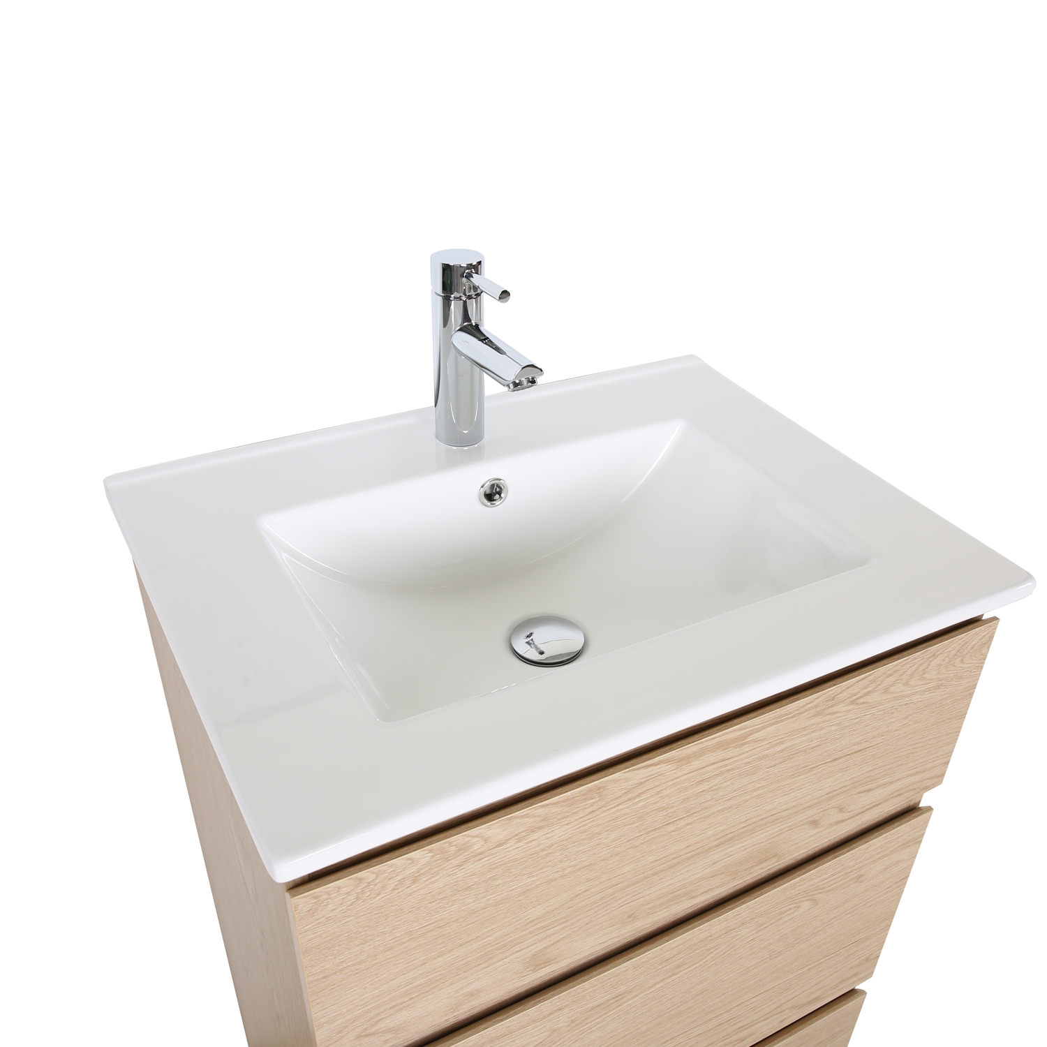 Meuble simple vasque sur pieds 60cm - avec plan vasque céramique