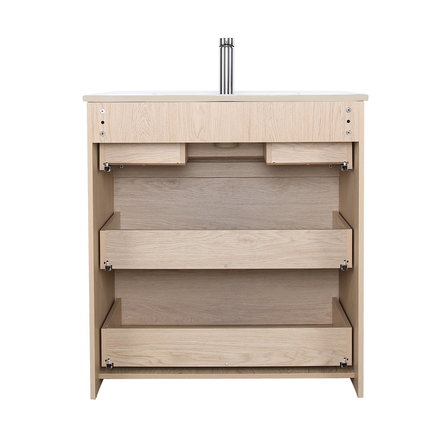 Meuble simple vasque sur pieds 80cm - avec  plan vasque céramique