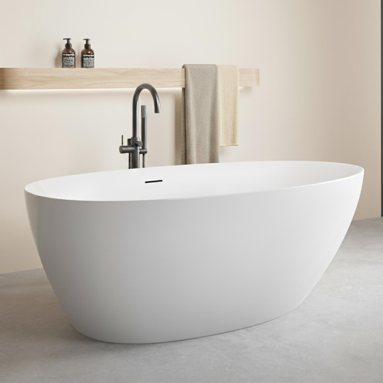 Baignoire îlot blanche 170cm en acrylique Lucite® - Livrée complète