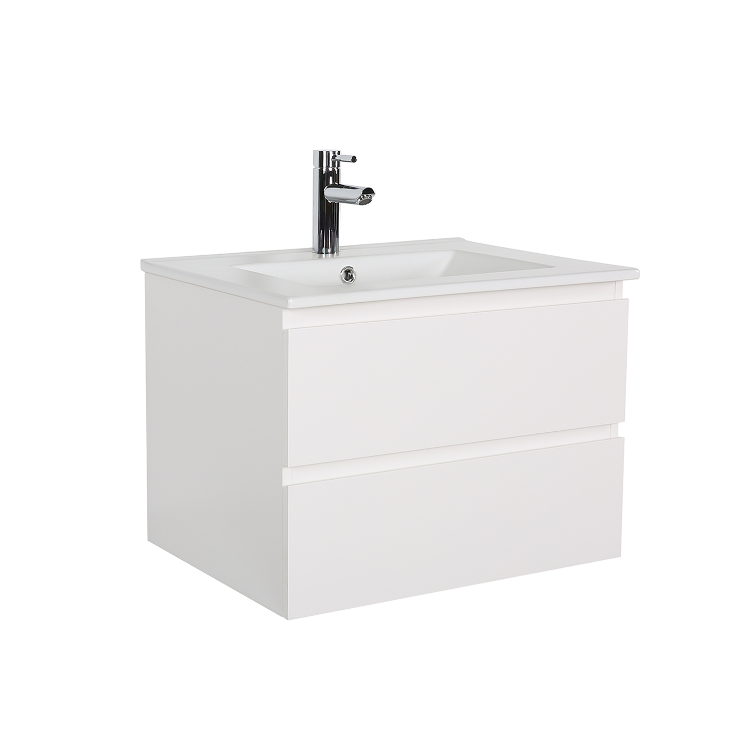 Meuble simple vasque suspendu 60cm - avec plan vasque céramique