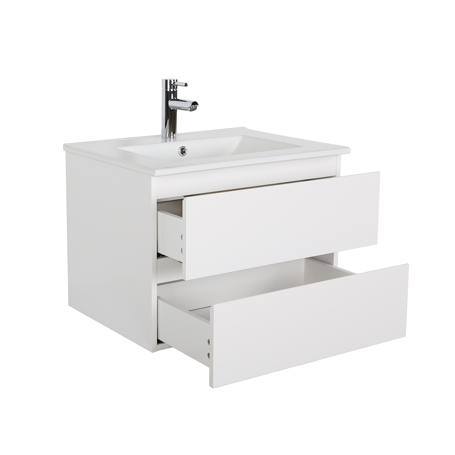 Meuble simple vasque suspendu 60cm - avec plan vasque céramique