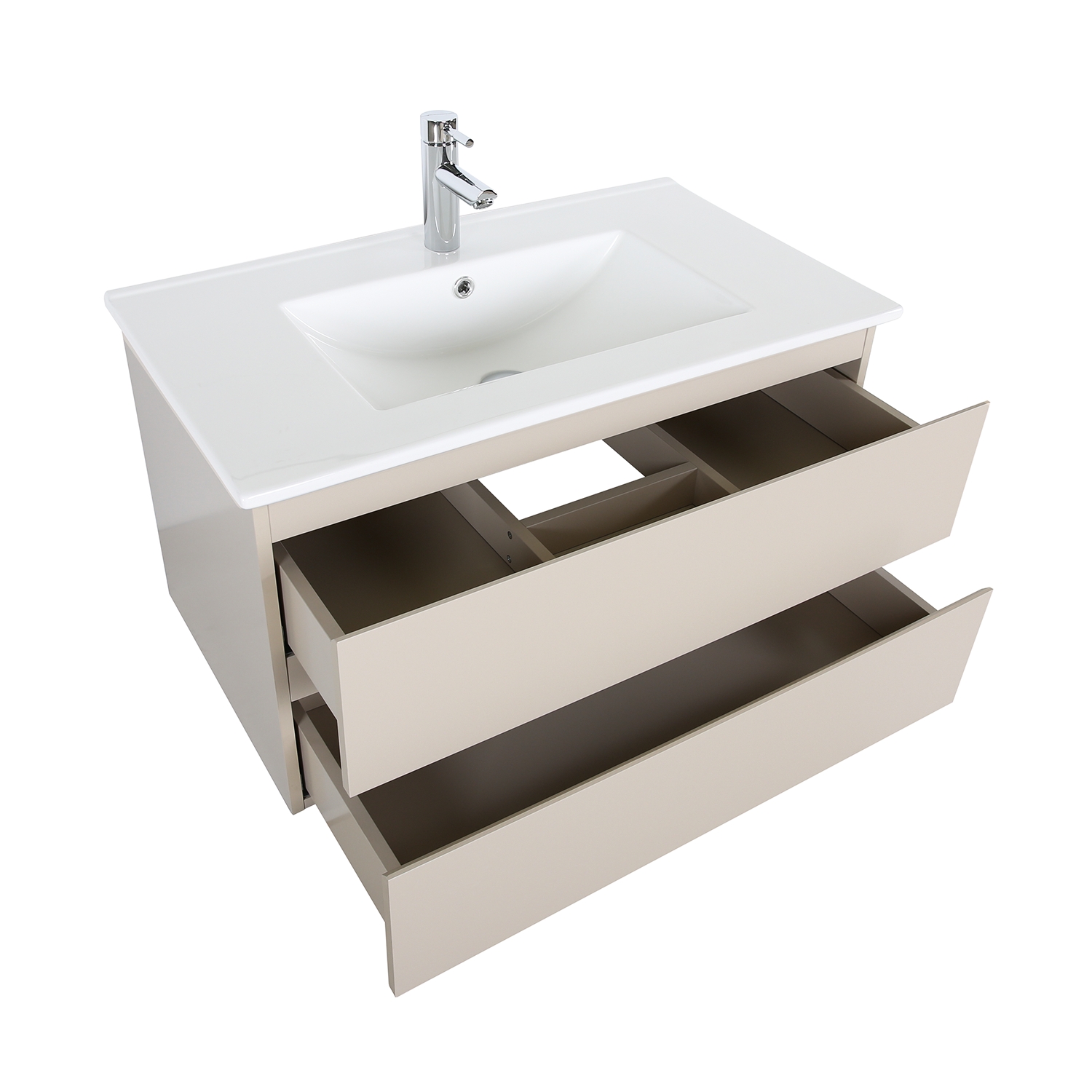 Meuble simple vasque suspendu 80cm - avec plan vasque céramique