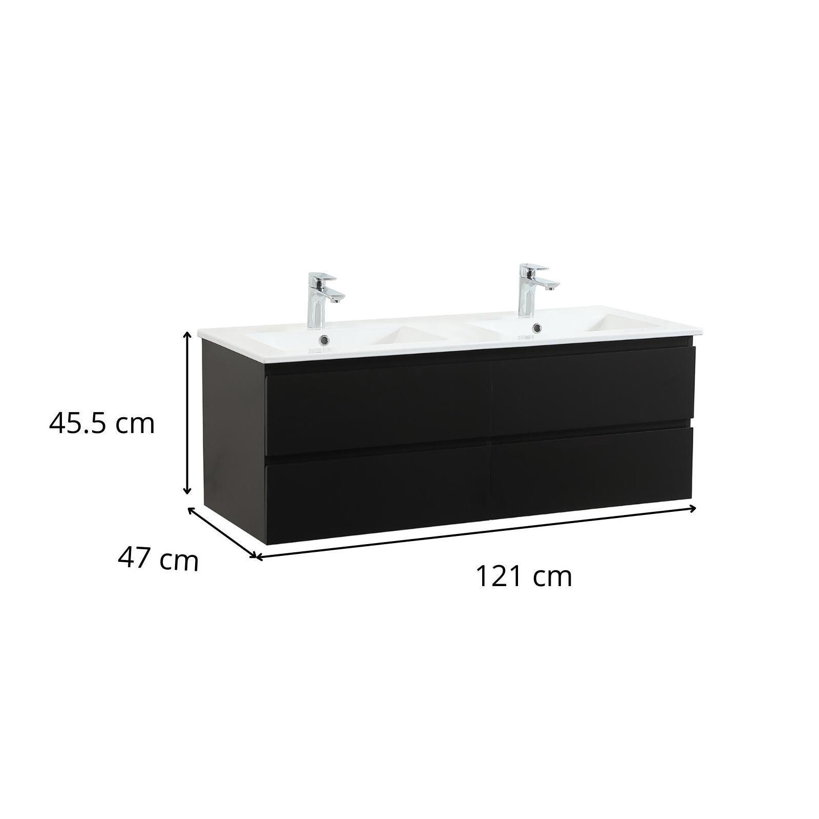 Ensemble double vasque 120cm avec plan céramique et robinets chromés