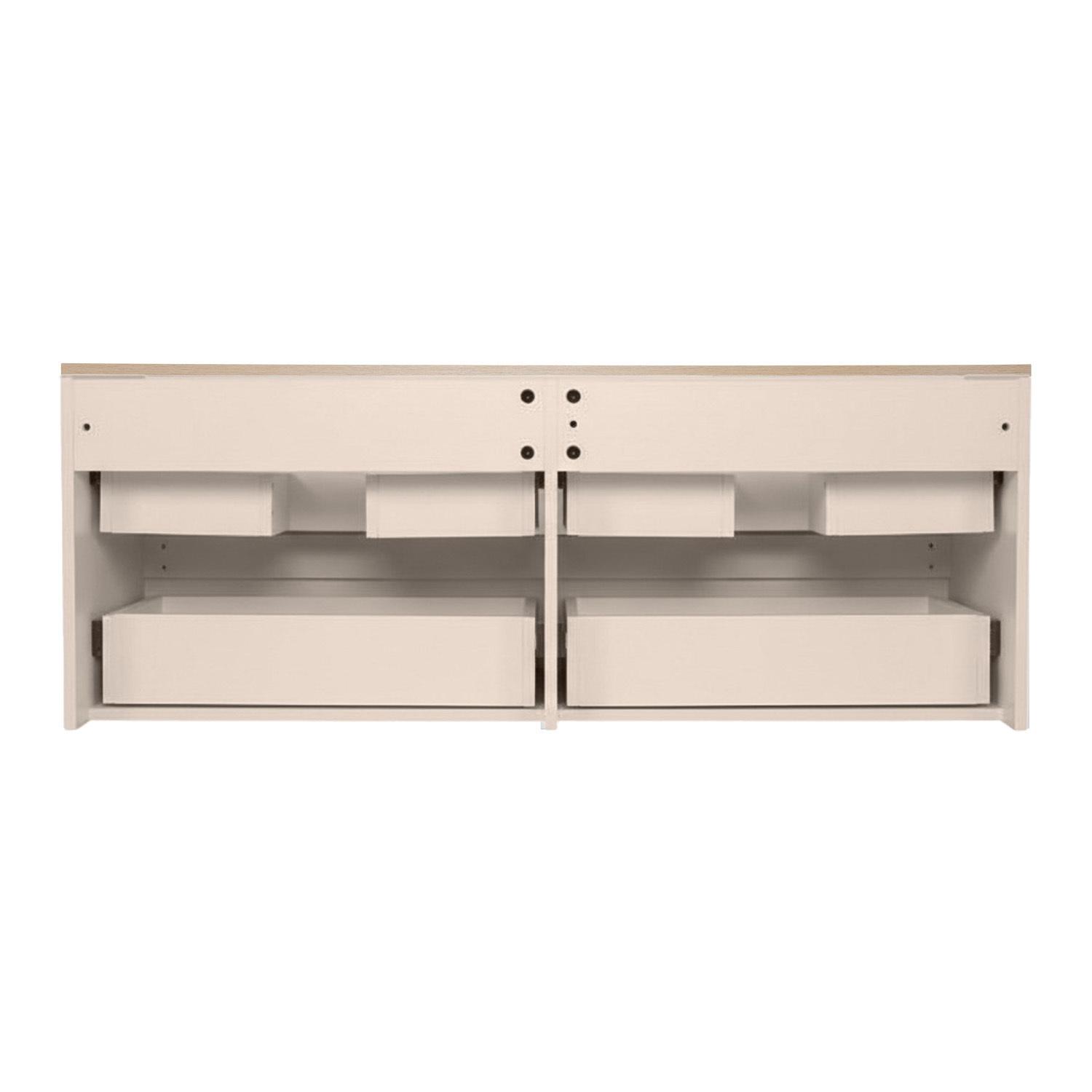 Meuble double vasque suspendu 120cm - avec plan vasque décor chêne