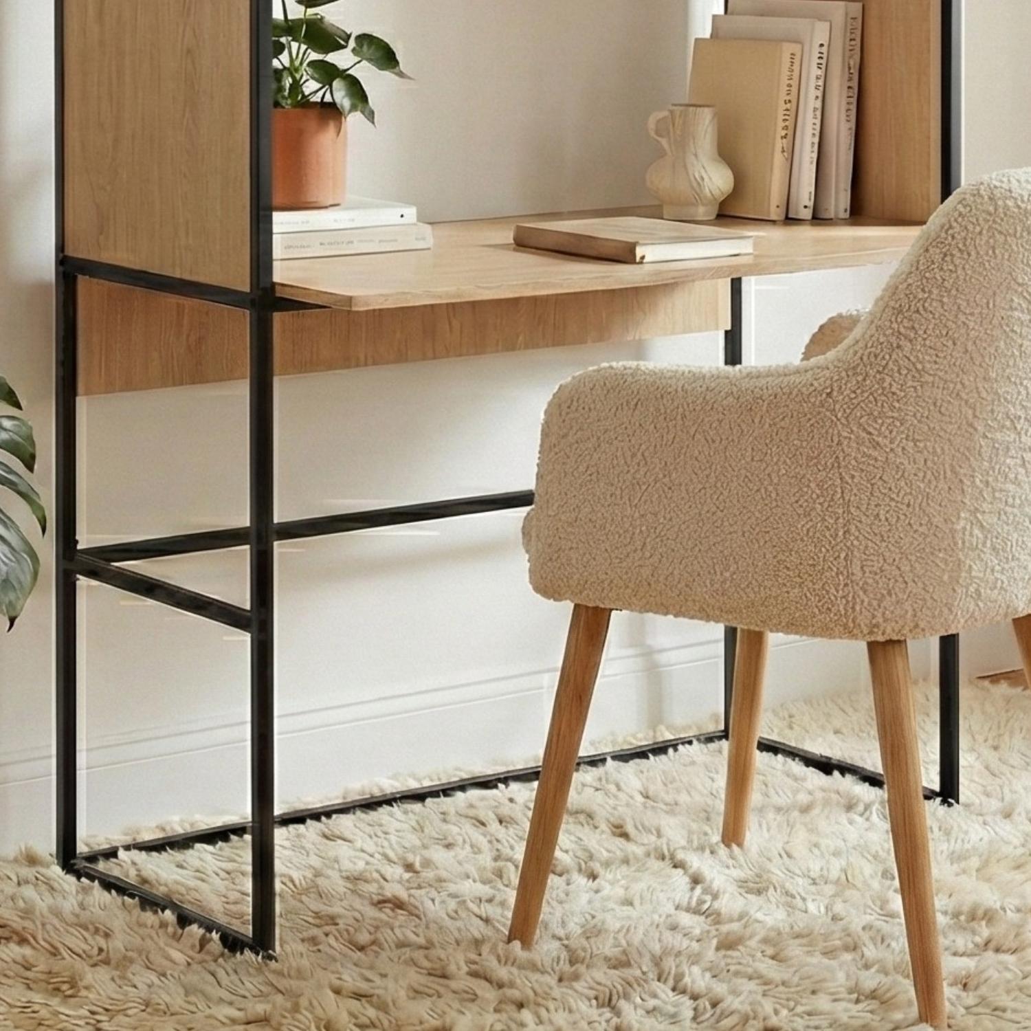 Portant bureau en bois et métal gris 110x184,5cm