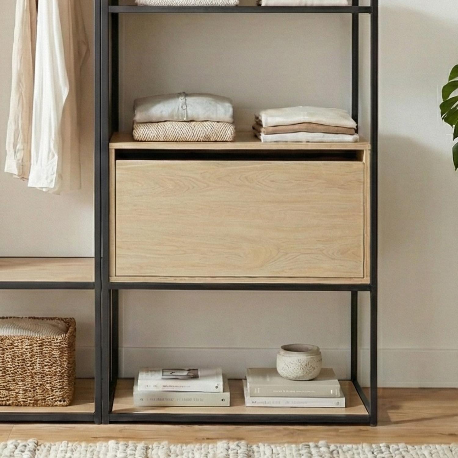 Lot de 2 portants vêtements en bois et métal gris 190x184.5cm
