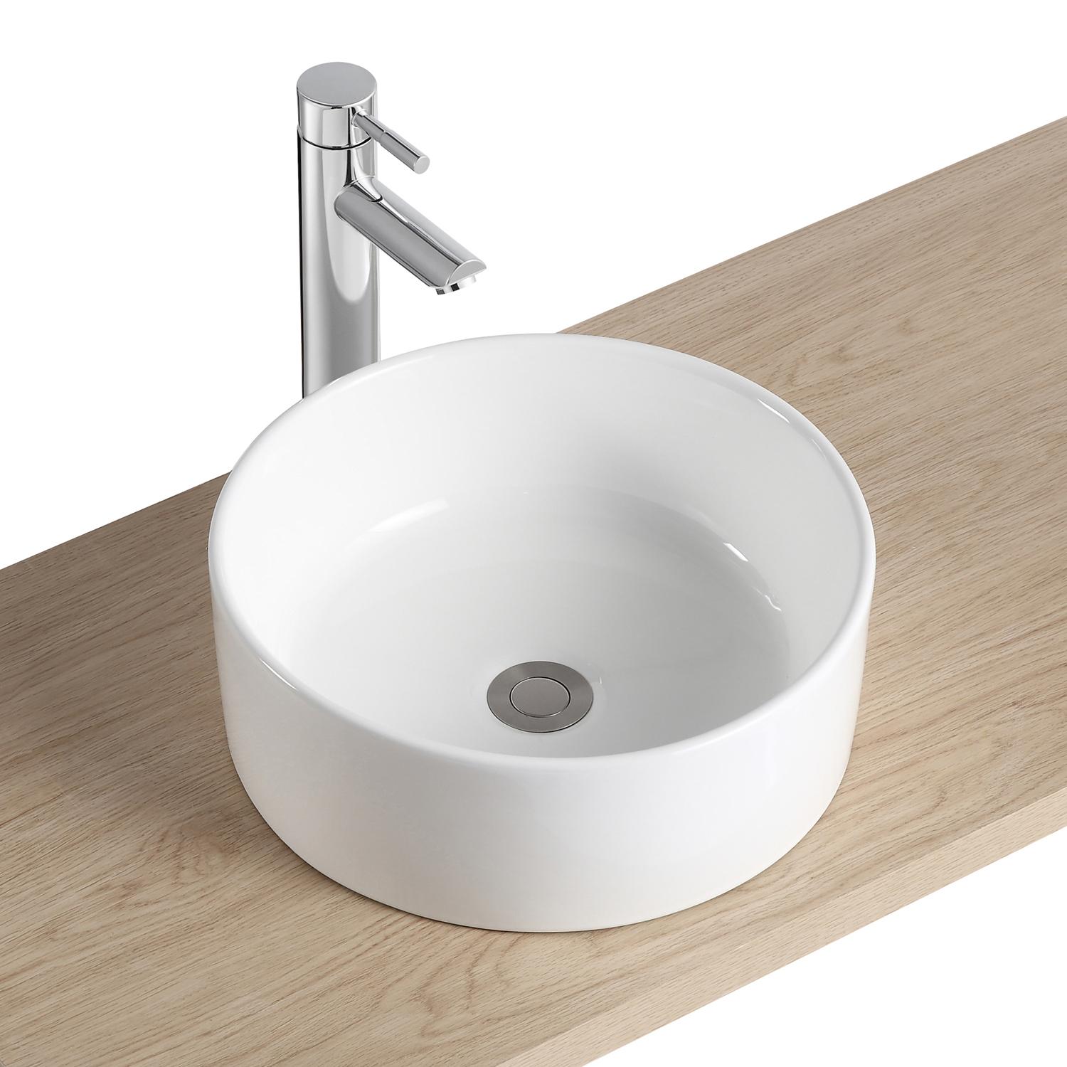 Vasque à poser ronde en céramique blanche 37cm