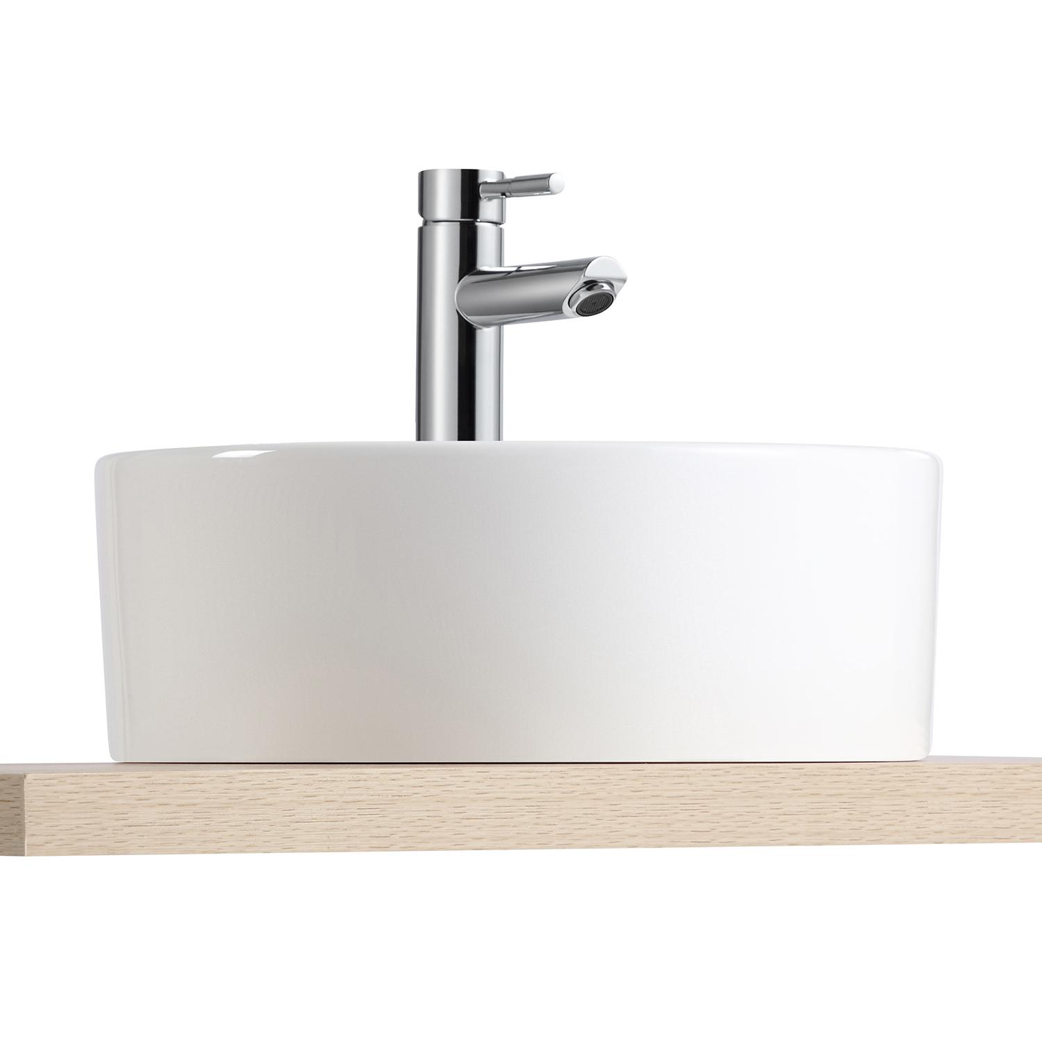 Vasque à poser ronde en céramique blanche 37cm