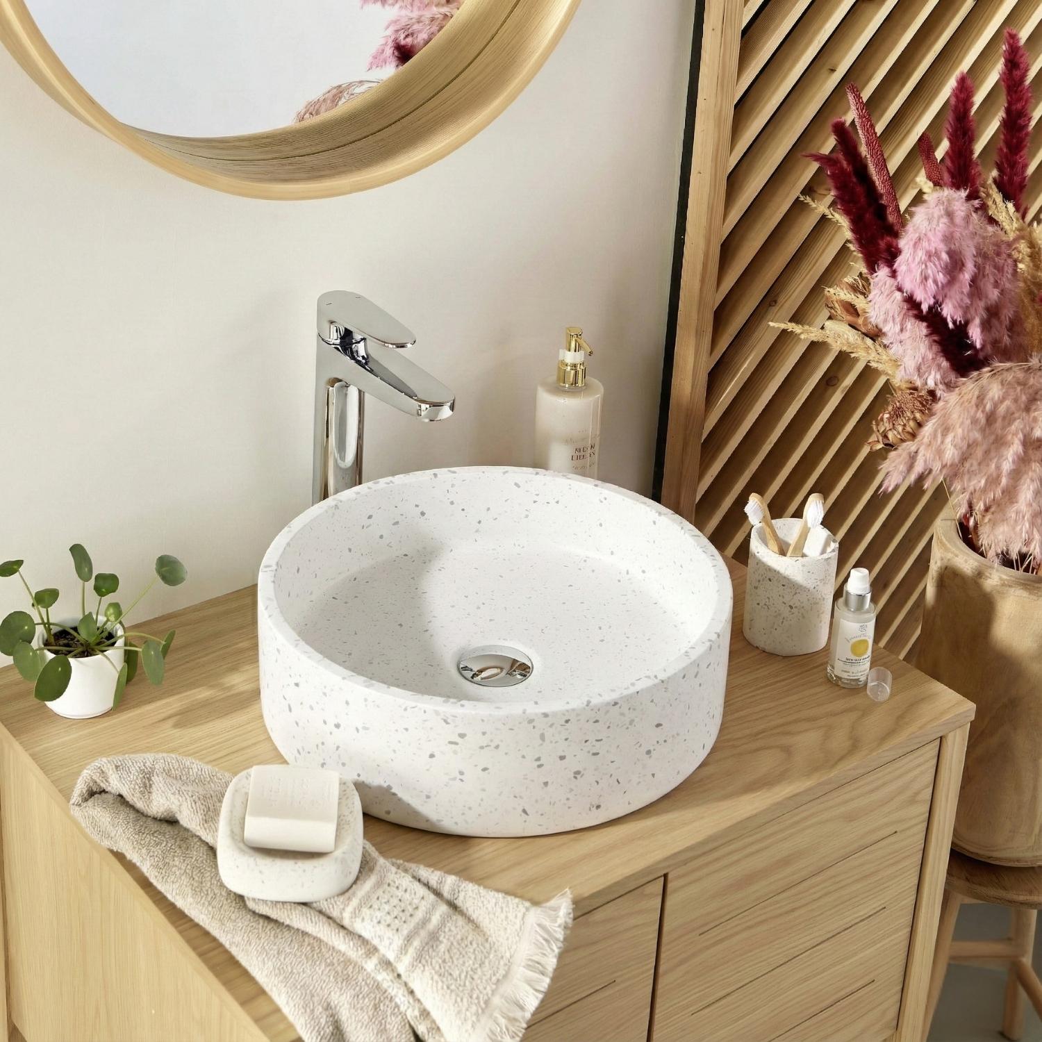Vasque à poser ronde en terrazzo 38cm