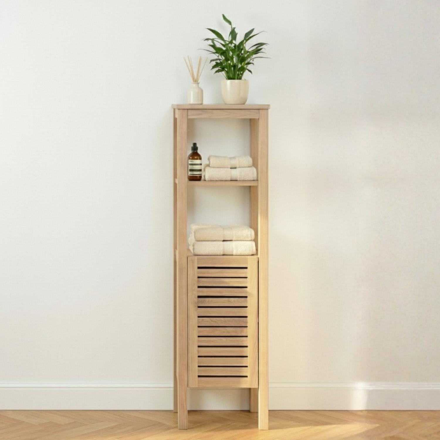 Colonne de salle de bain sur pieds en chêne 170 cm