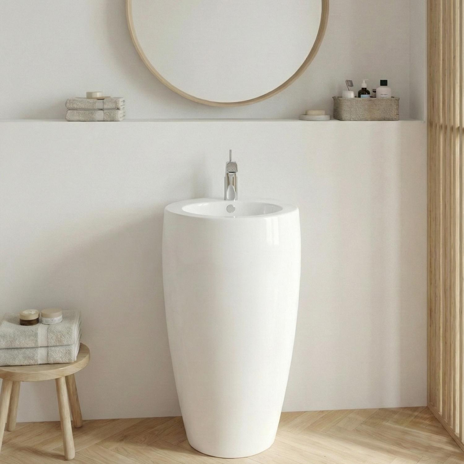 Lavabo colonne en céramique blanche 52x85x53cm