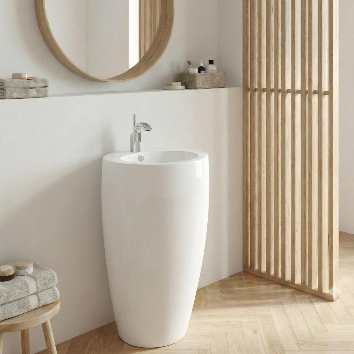 Lavabo colonne en céramique blanche 52x85x53cm