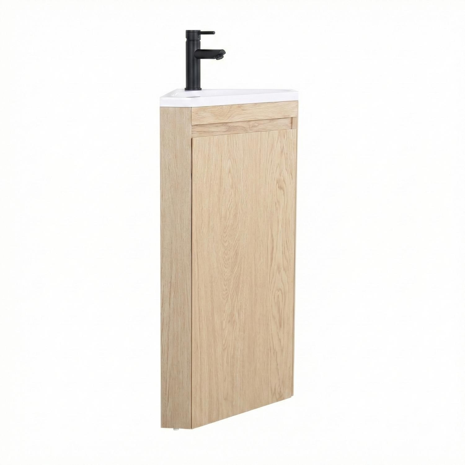 Meuble lave-mains d'angle sur pieds avec robinet noir