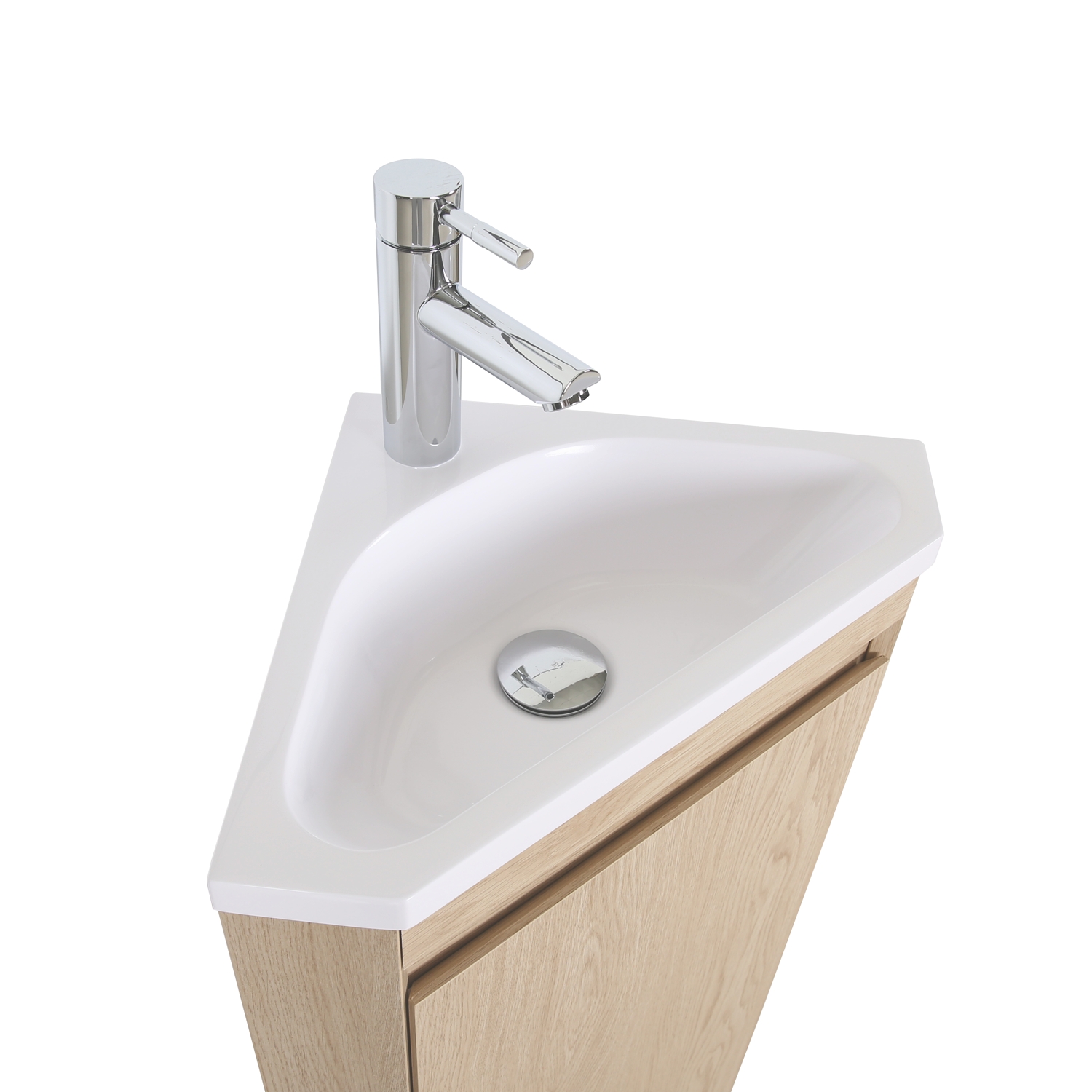 Meuble lave-mains d'angle sur pieds avec robinet noir