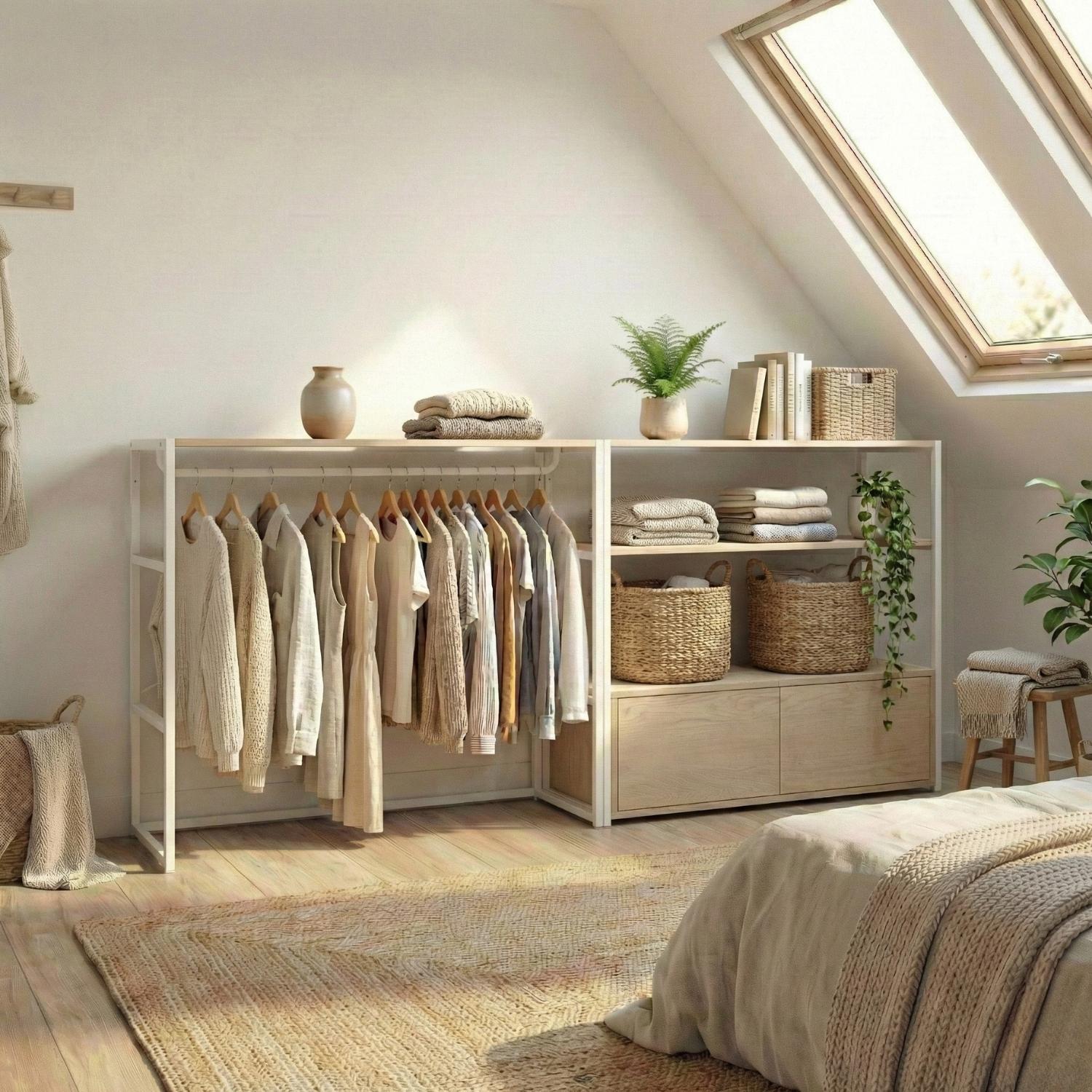 Lot de 2 portants vêtement sous combles modulables 200x85cm