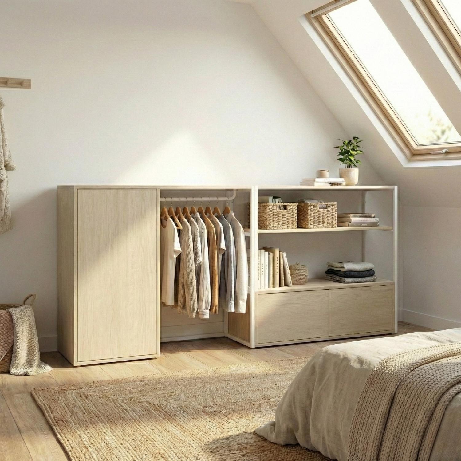 Lot de 2 portants vêtements sous combles modulables 200x85cm