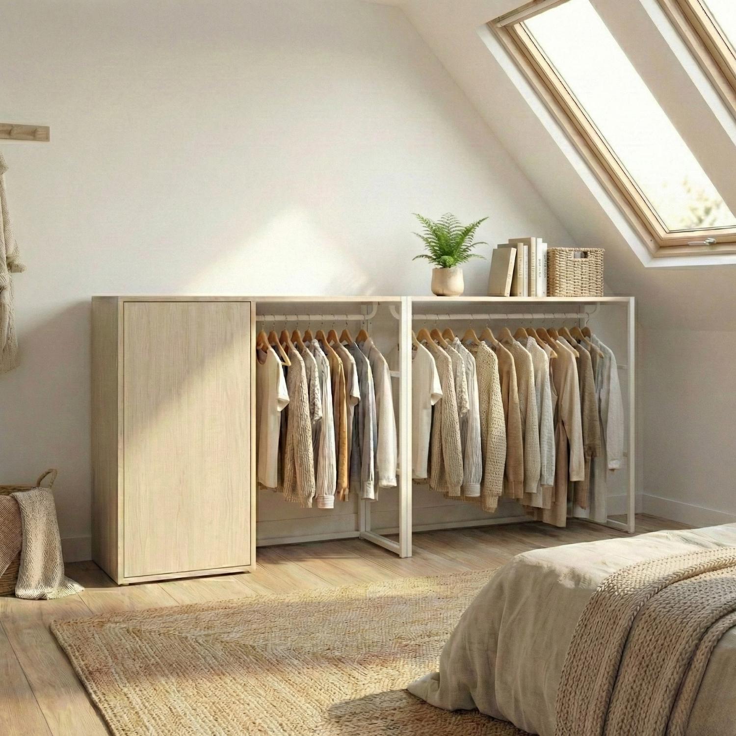 Lot de 2 portants vêtements sous combles modulables 200x85cm